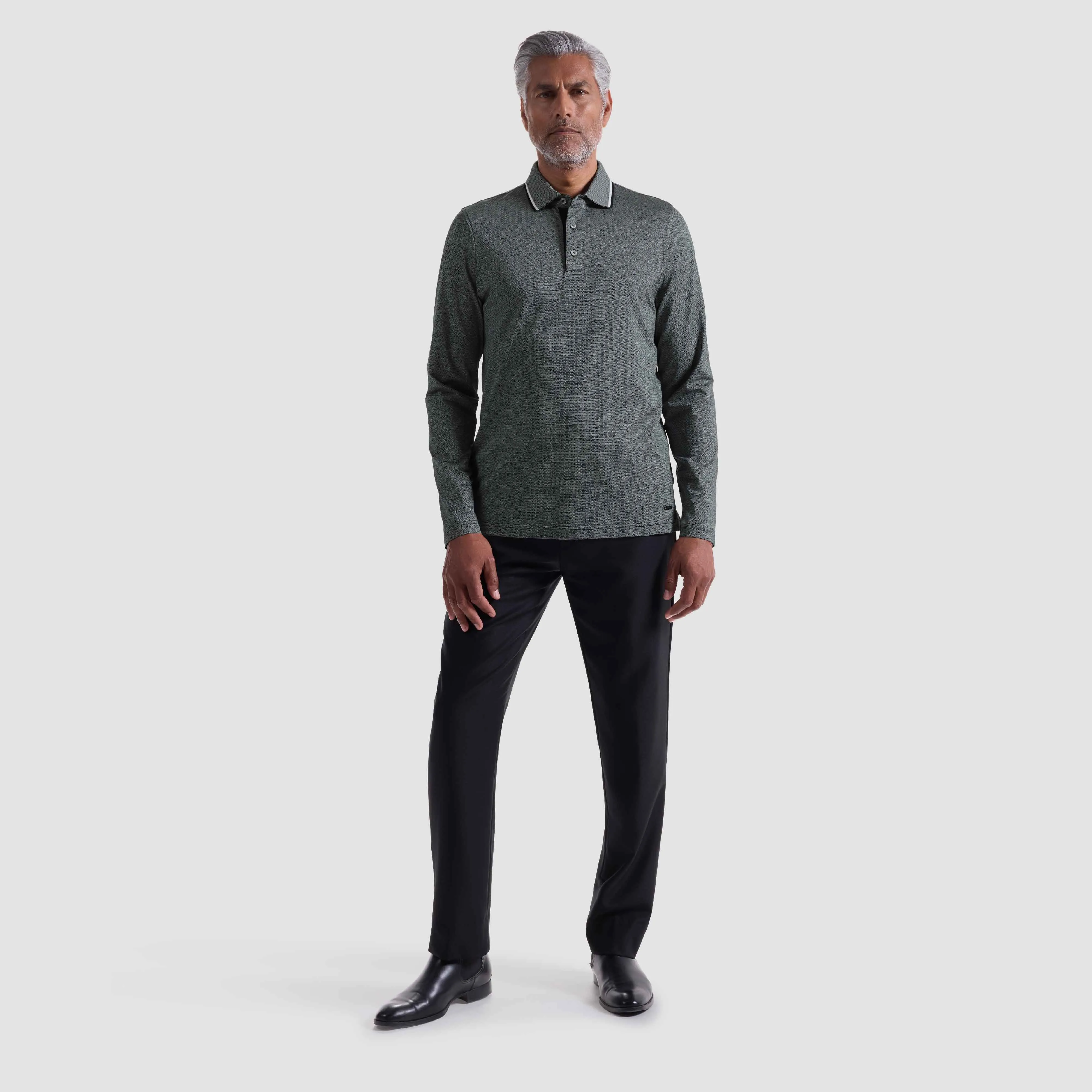 Geometric Jacquard Long Sleeve Polo sold by Bugatchi product image thumbnail 5
