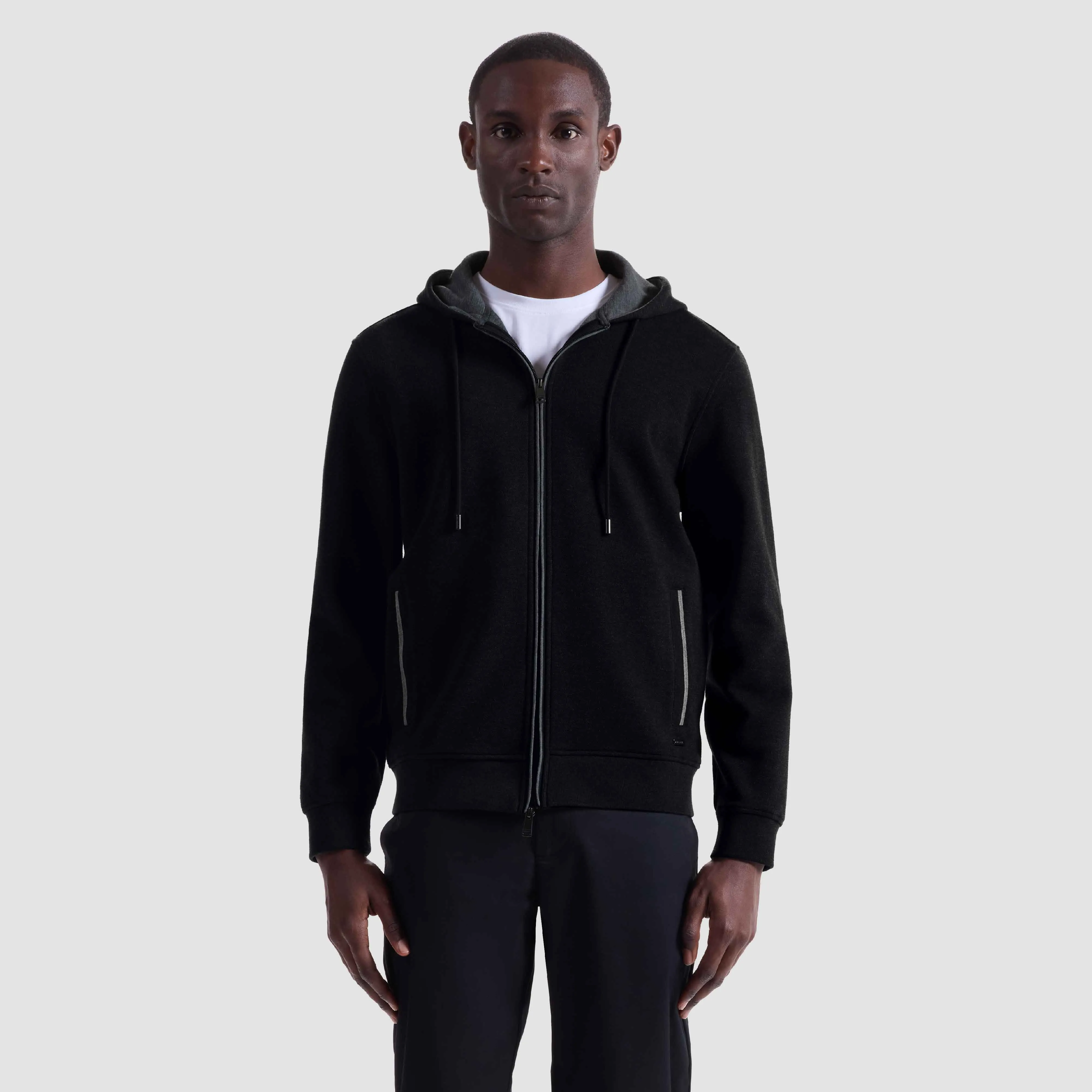 Heathered Pique Full Zip Hoodie sold by Bugatchi product image thumbnail 2