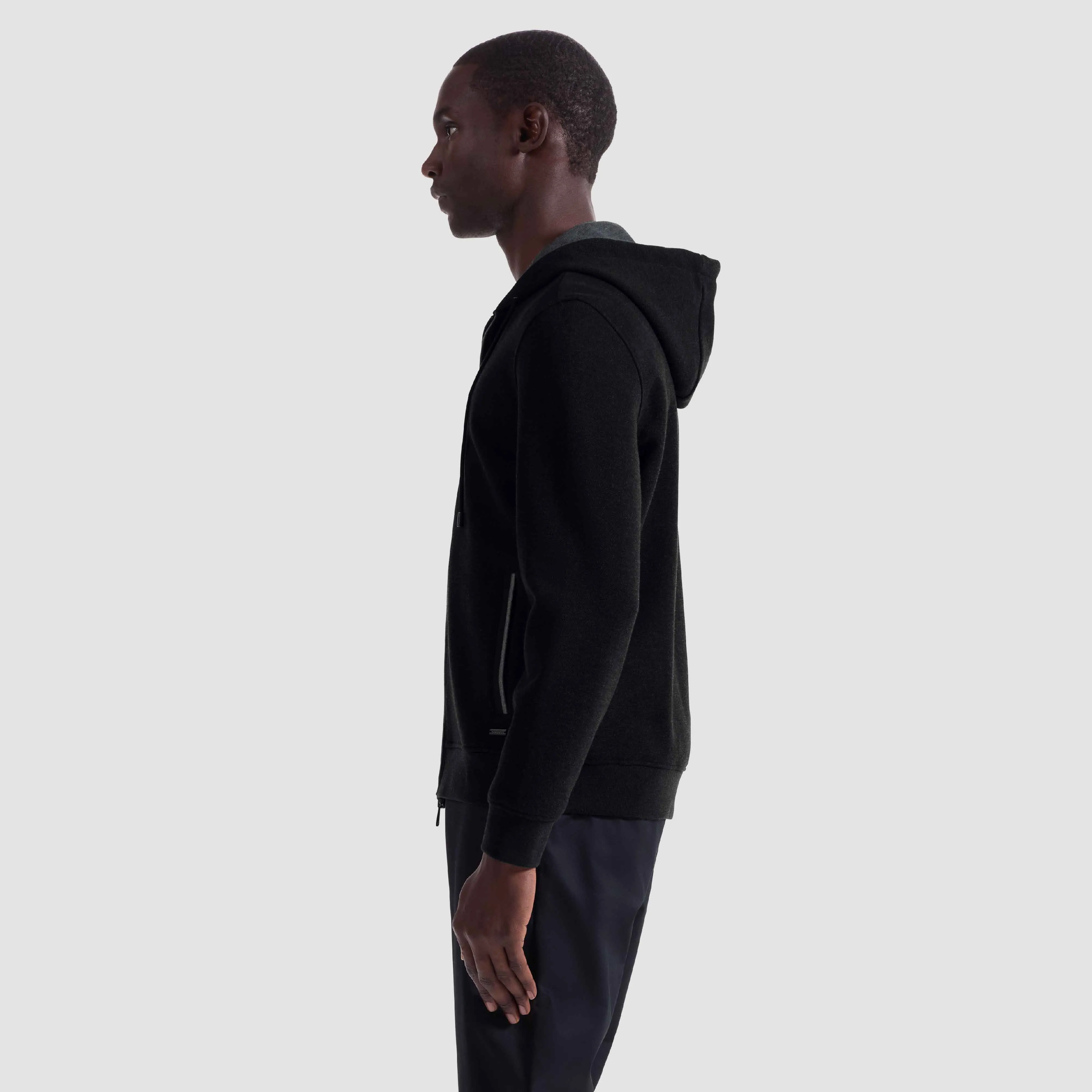 Heathered Pique Full Zip Hoodie sold by Bugatchi product image thumbnail 3