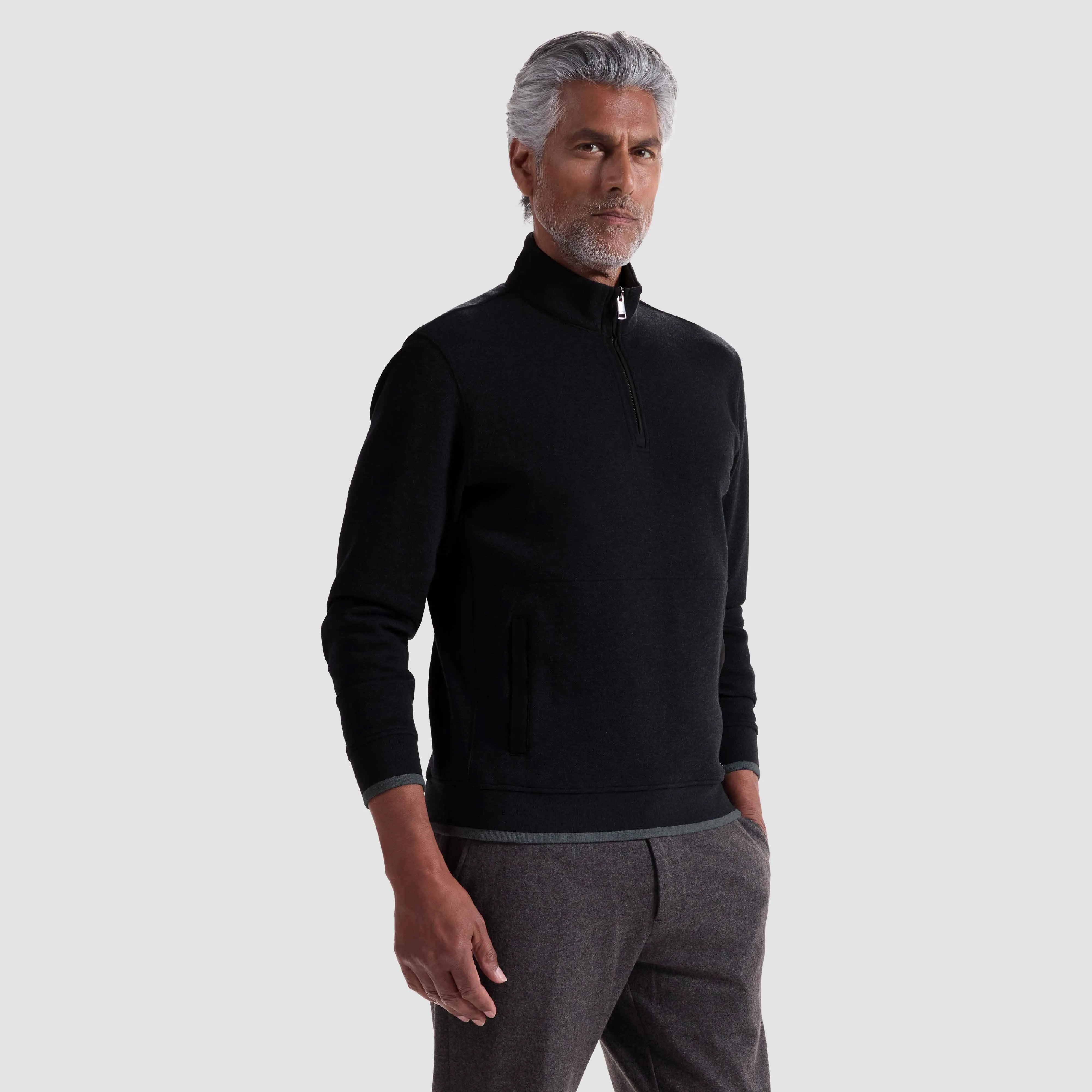 Heathered Pique Quarter Zip sold by Bugatchi product image thumbnail 3