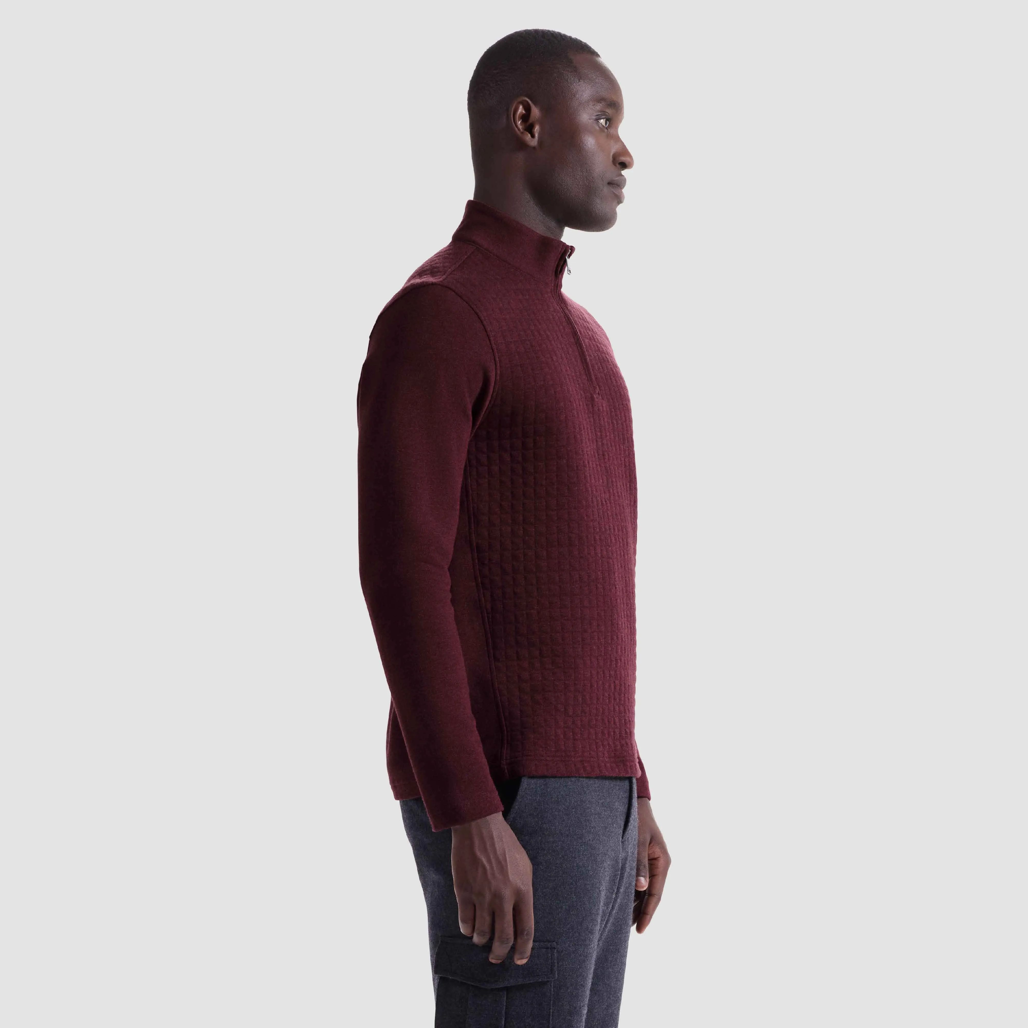Heathered Waffle Knit Quarter Zip sold by Bugatchi product image thumbnail 3