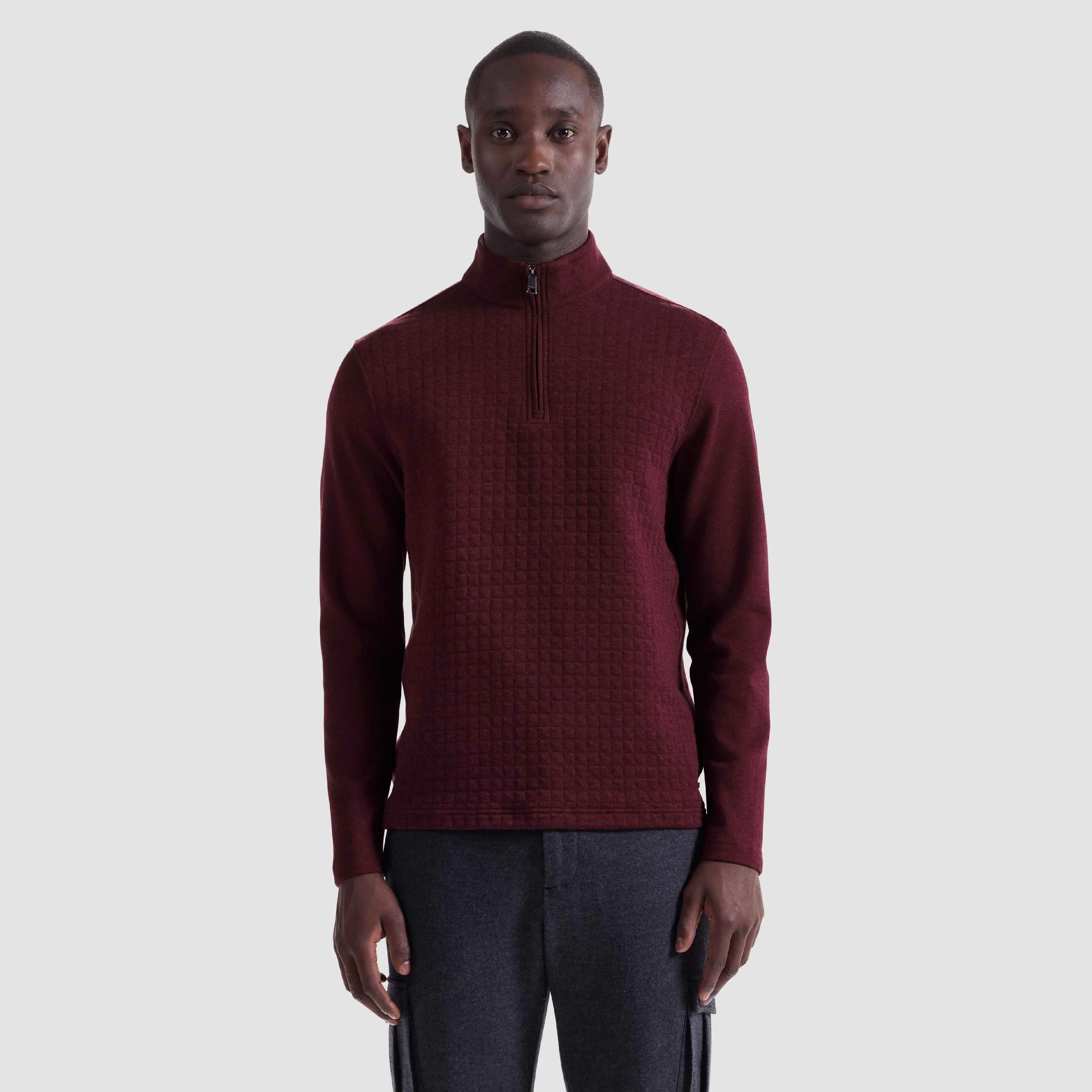 Heathered Waffle Knit Quarter Zip sold by Bugatchi product image thumbnail 2