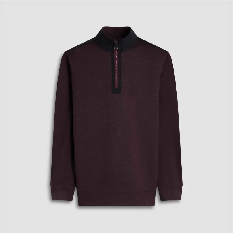 Twill-Effect Performance Quarter Zip sold by Bugatchi