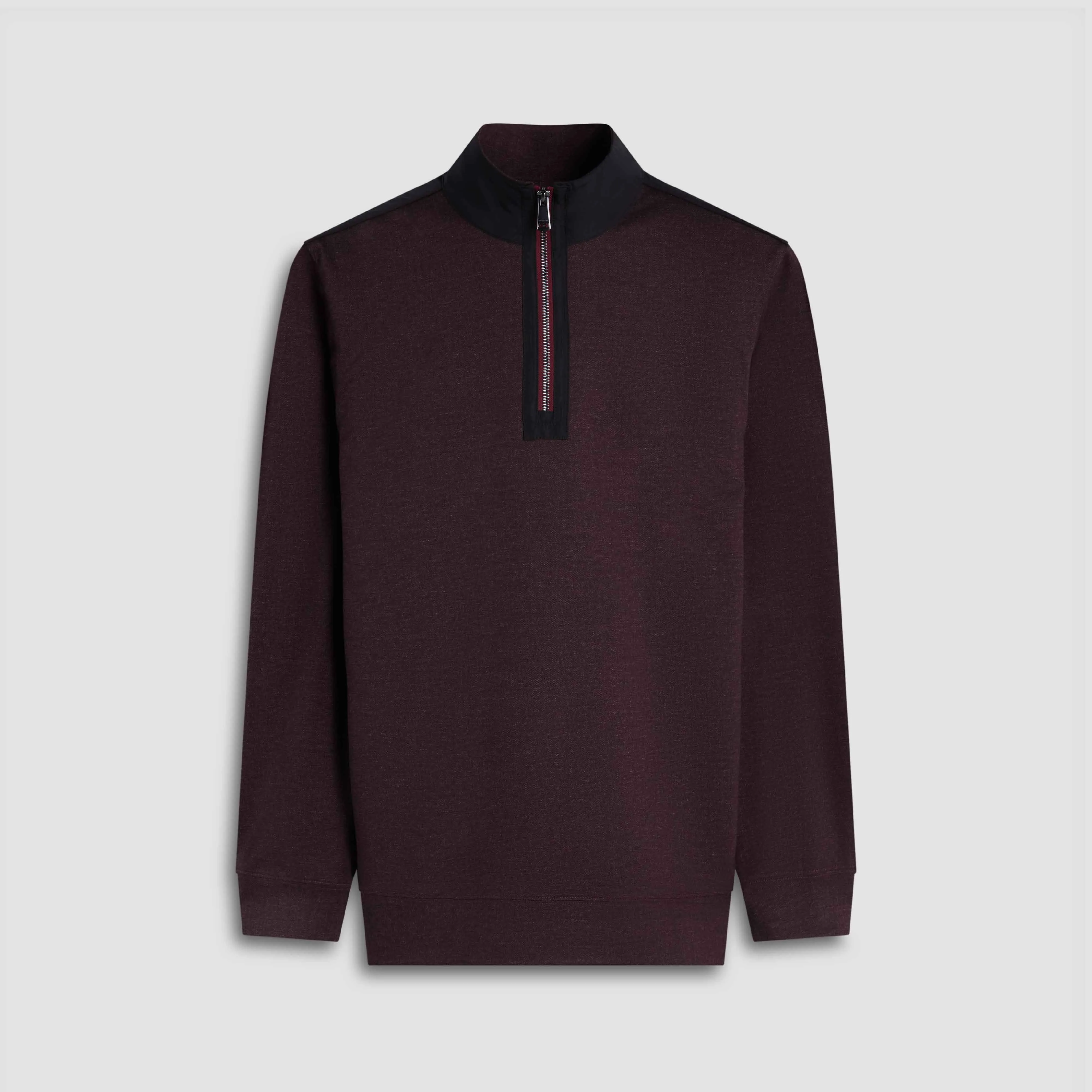 Twill-Effect Performance Quarter Zip sold by Bugatchi