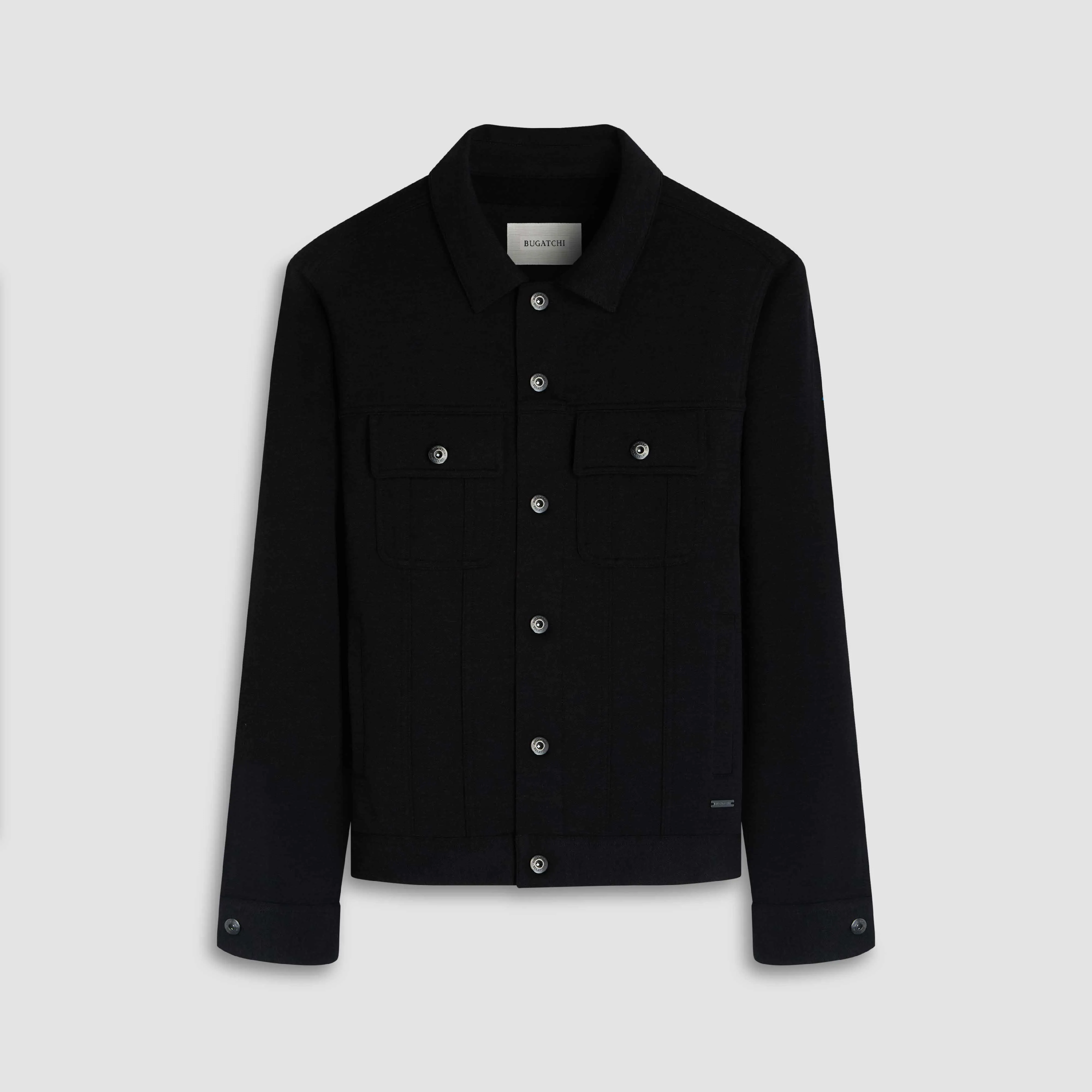 Twill-Effect Knit Trucker Jacket sold by Bugatchi
