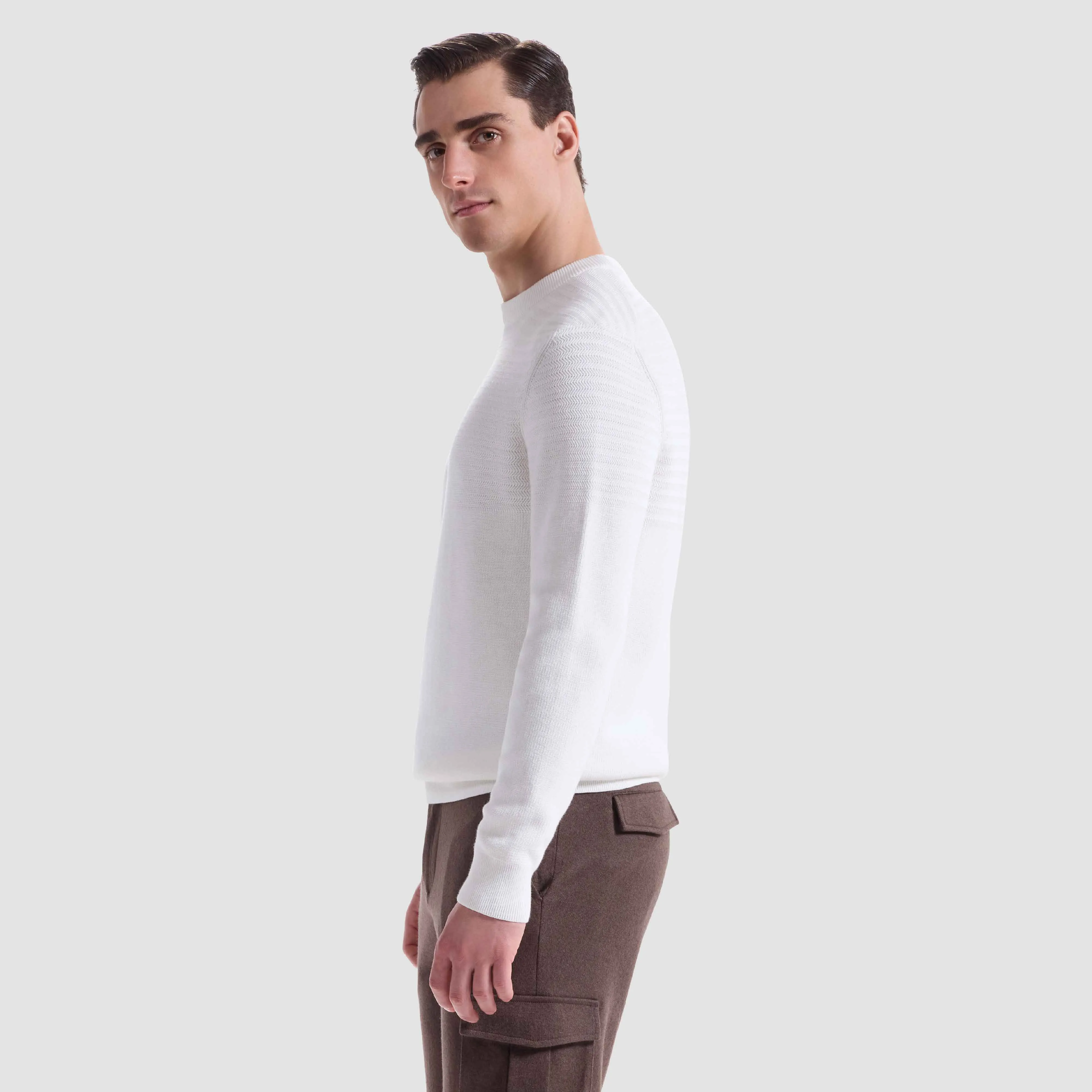 Mixed Media Crewneck Sweater sold by Bugatchi product image thumbnail 3