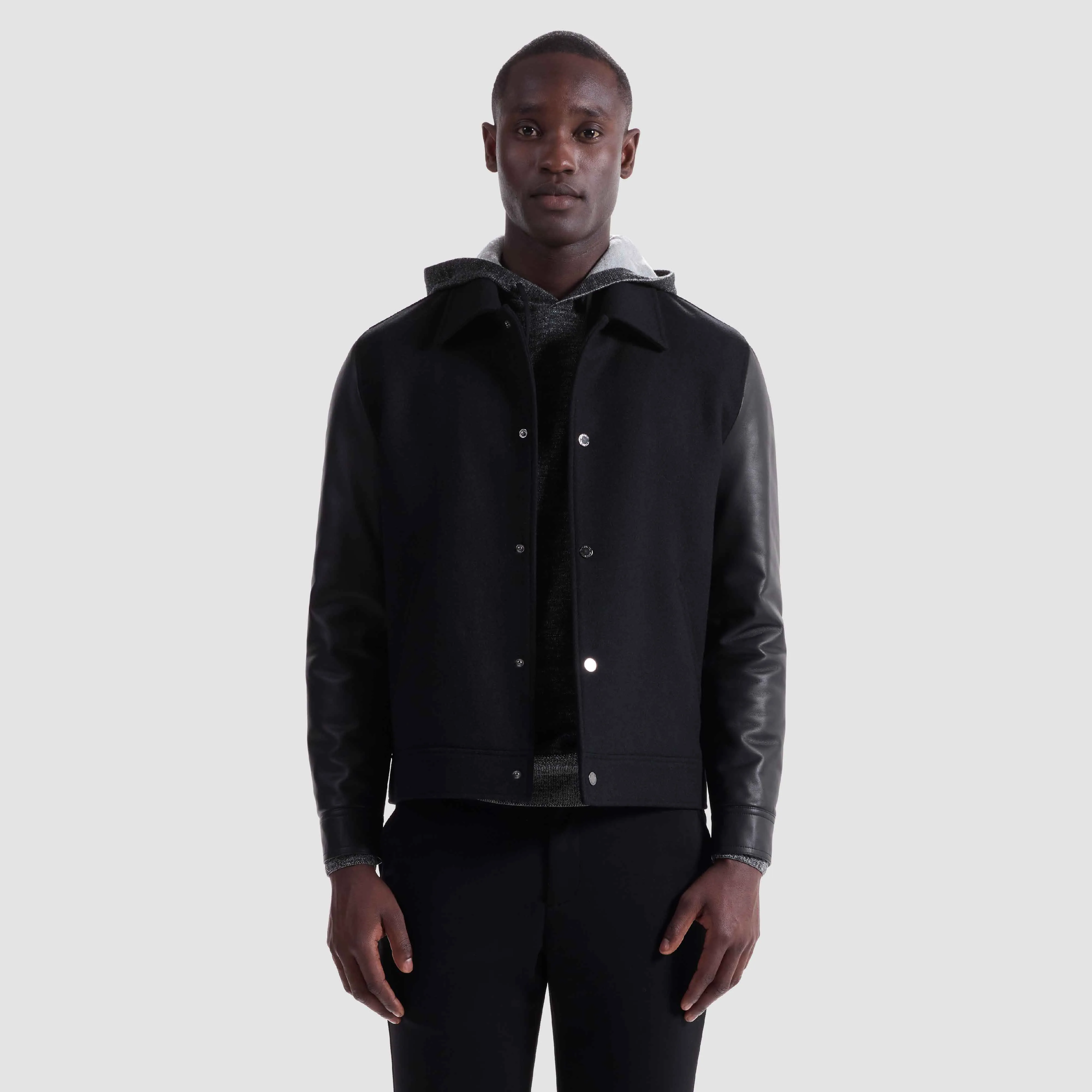 Tweed Blouson With Leather Sleeves sold by Bugatchi product image thumbnail 3