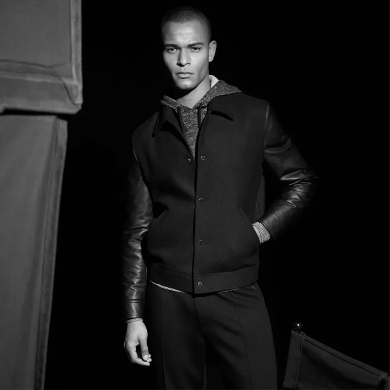 Tweed Blouson With Leather Sleeves sold by Bugatchi