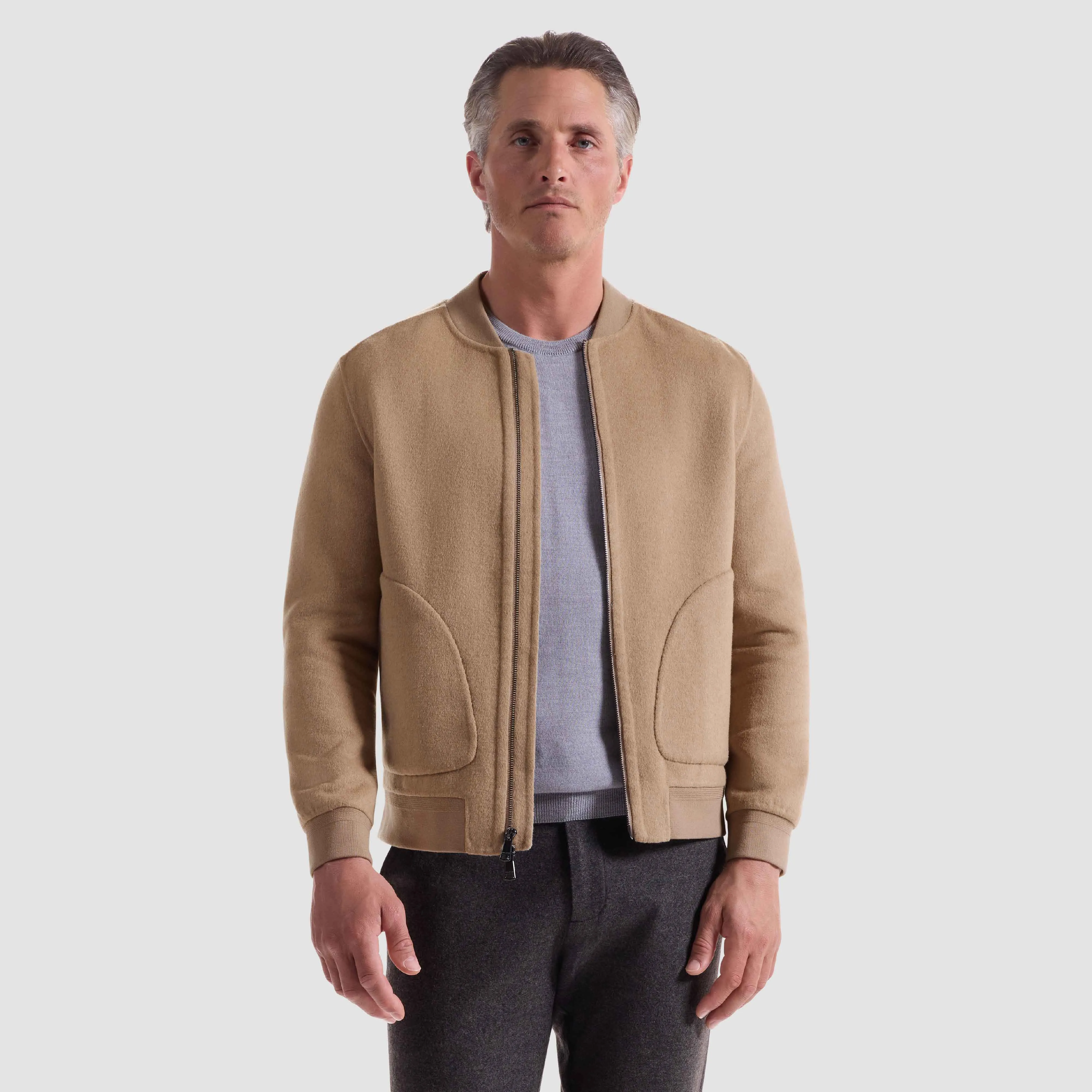 Double-Faced Brushed Bomber Jacket sold by Bugatchi product image thumbnail 3