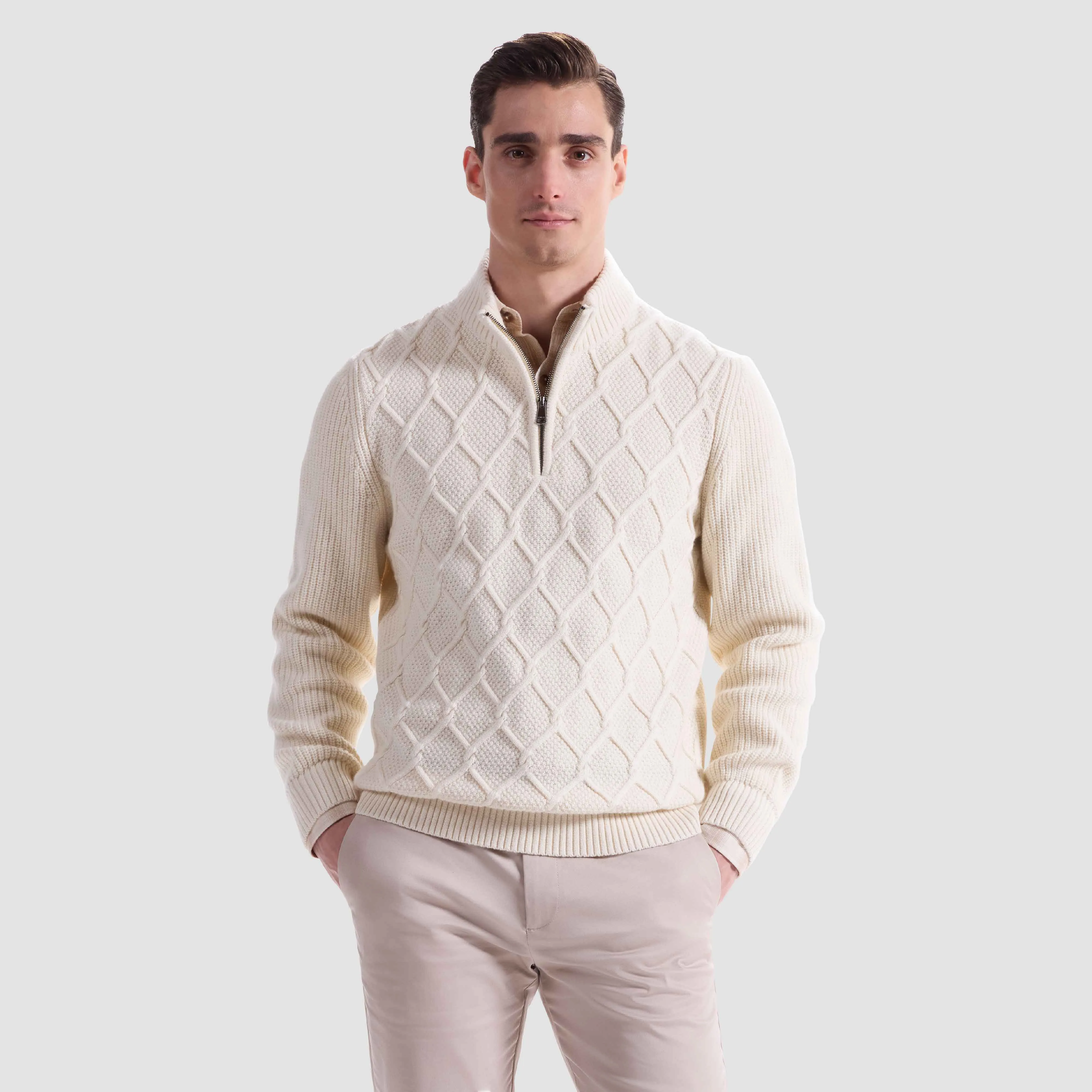 Diamond Front Quarter Zip Sweater sold by Bugatchi product image thumbnail 2