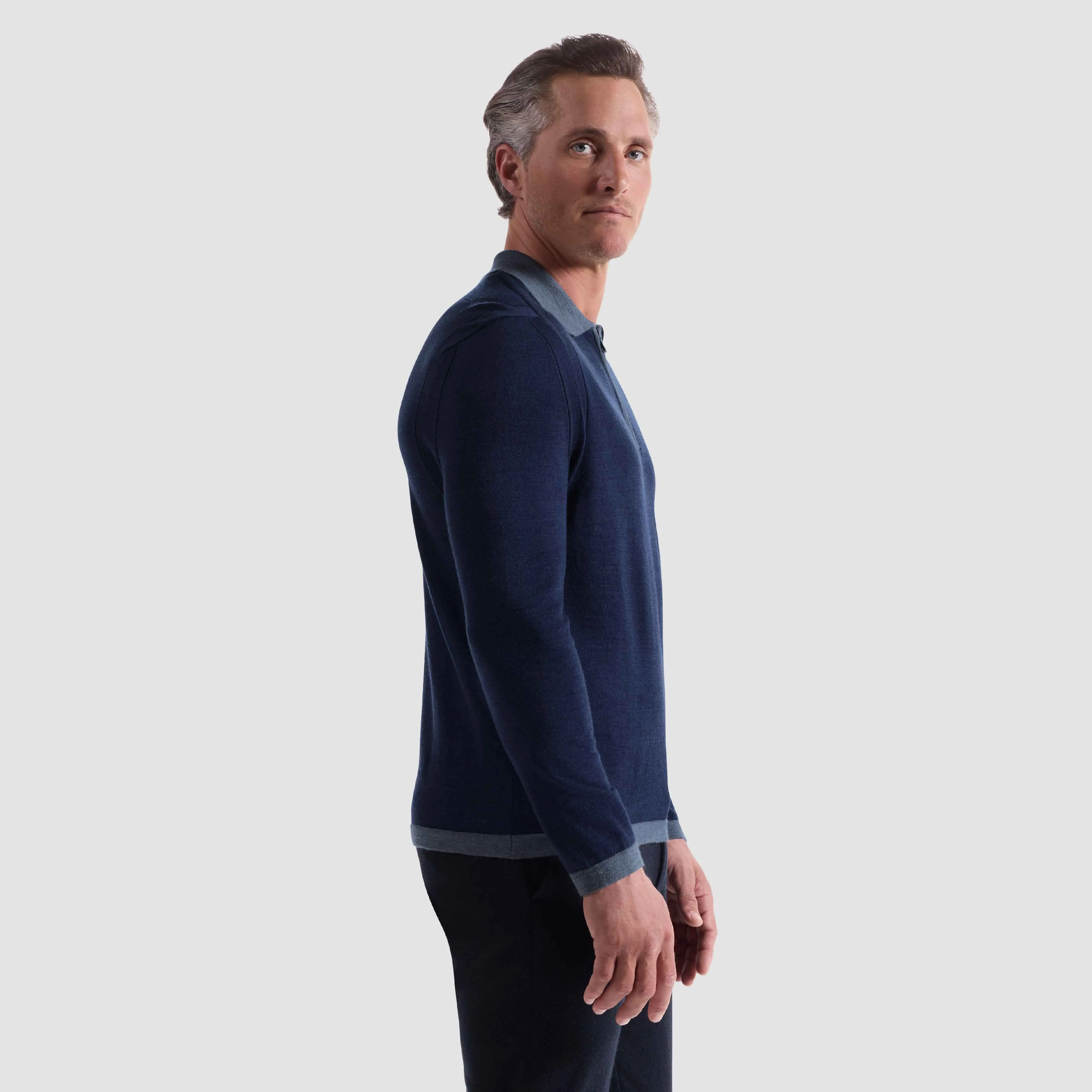 Melange Quarter Zip Polo Sweater sold by Bugatchi product image thumbnail 3
