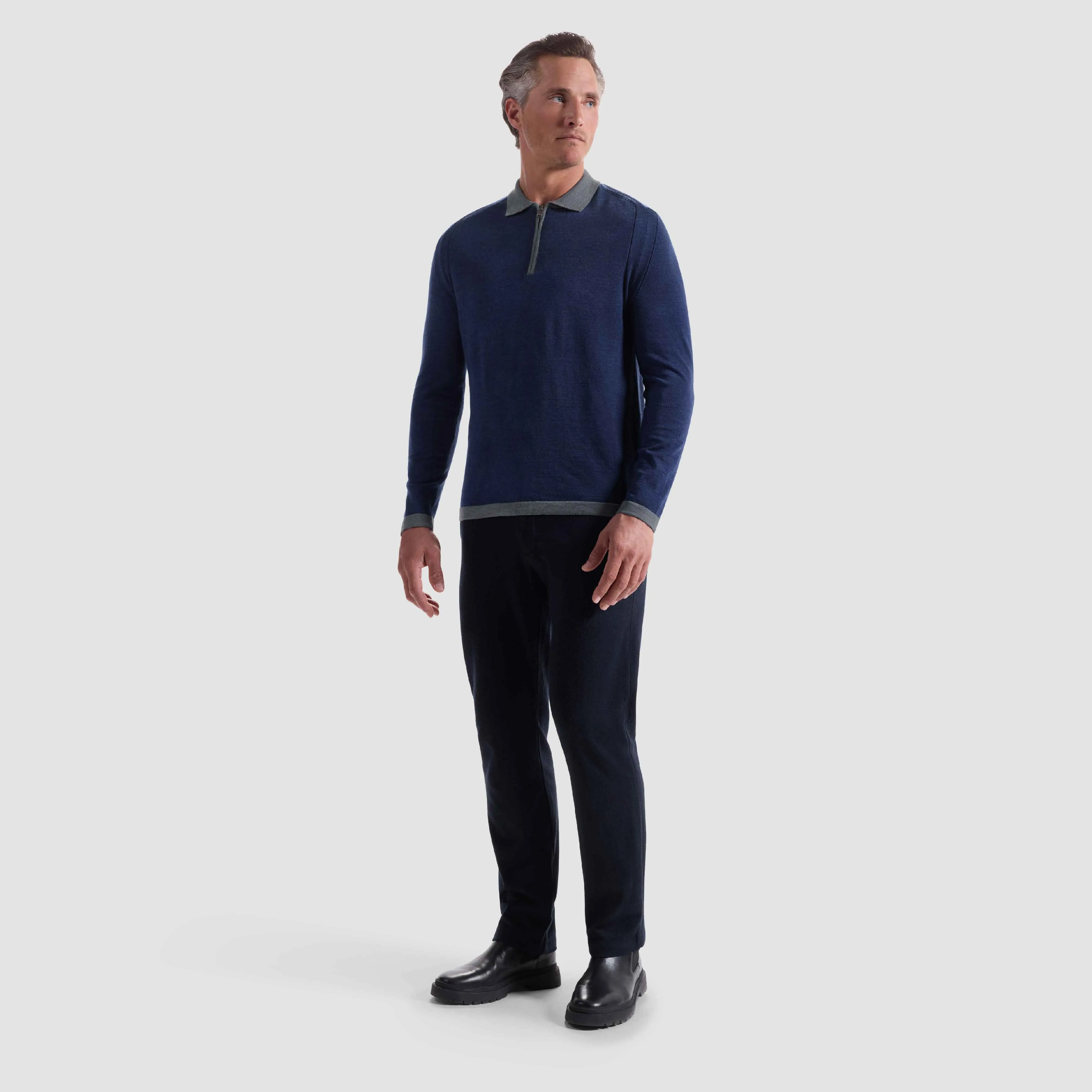 Melange Quarter Zip Polo Sweater sold by Bugatchi product image thumbnail 5