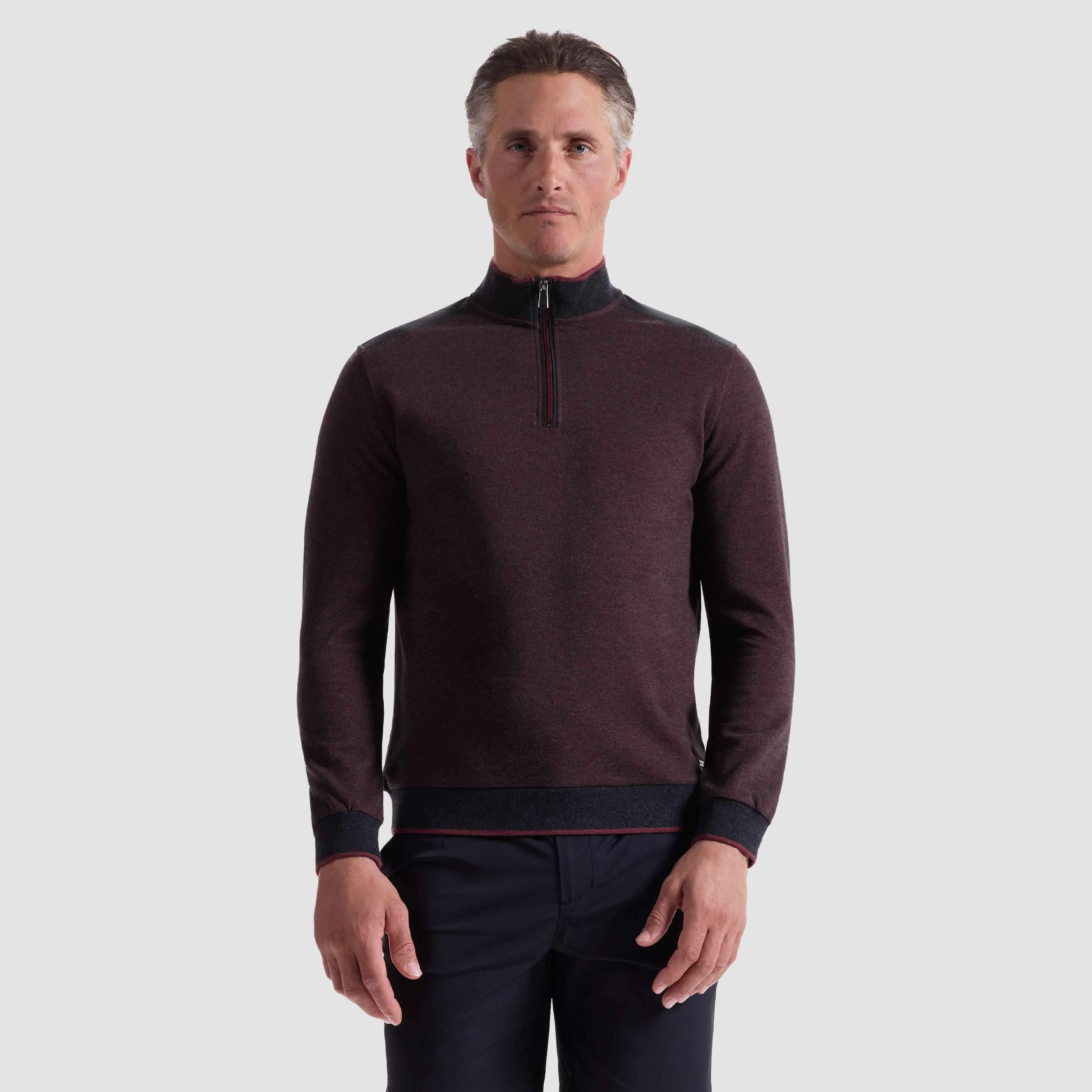 Diagonal Stripe Melange Quarter Zip sold by Bugatchi product image thumbnail 2