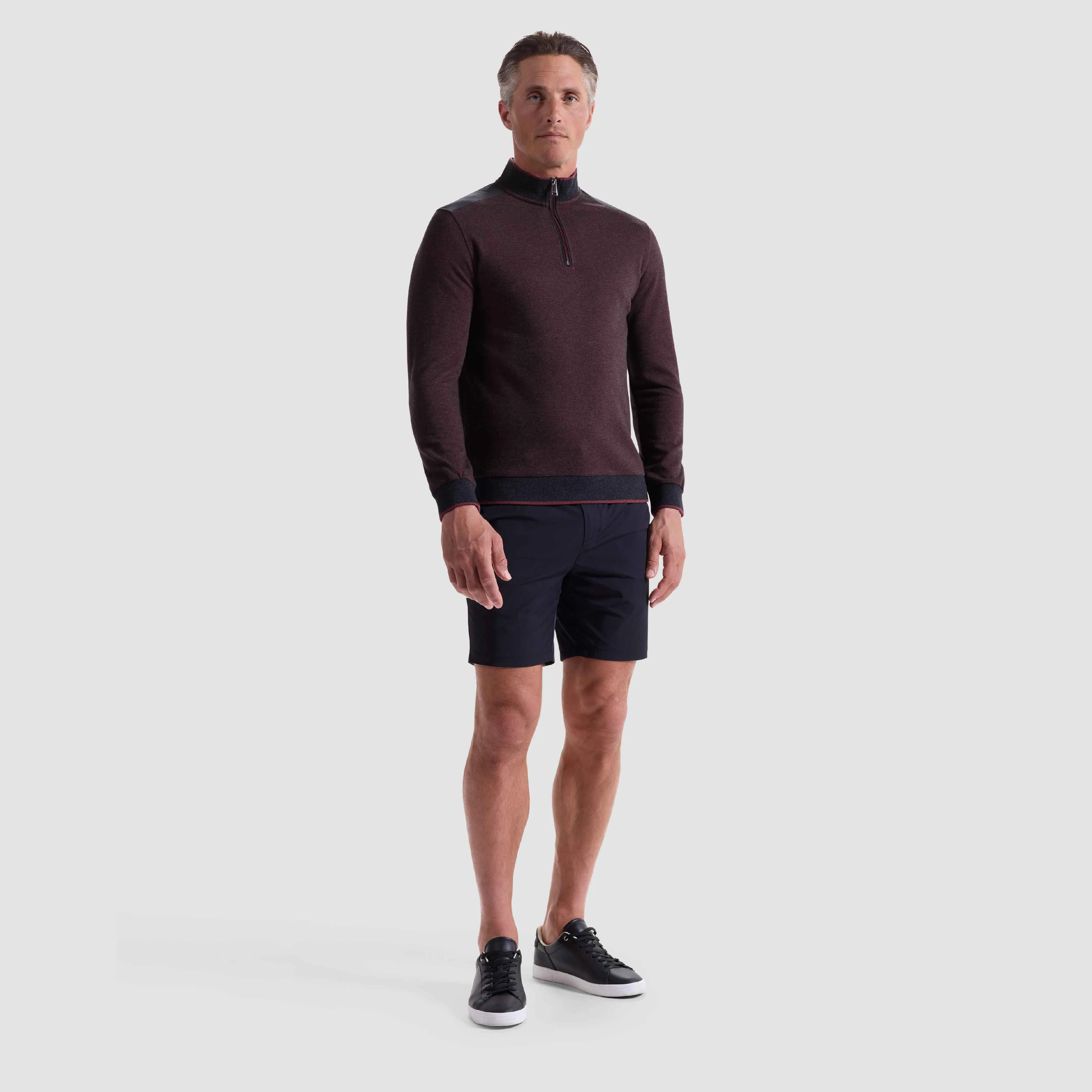 Diagonal Stripe Melange Quarter Zip sold by Bugatchi product image thumbnail 5