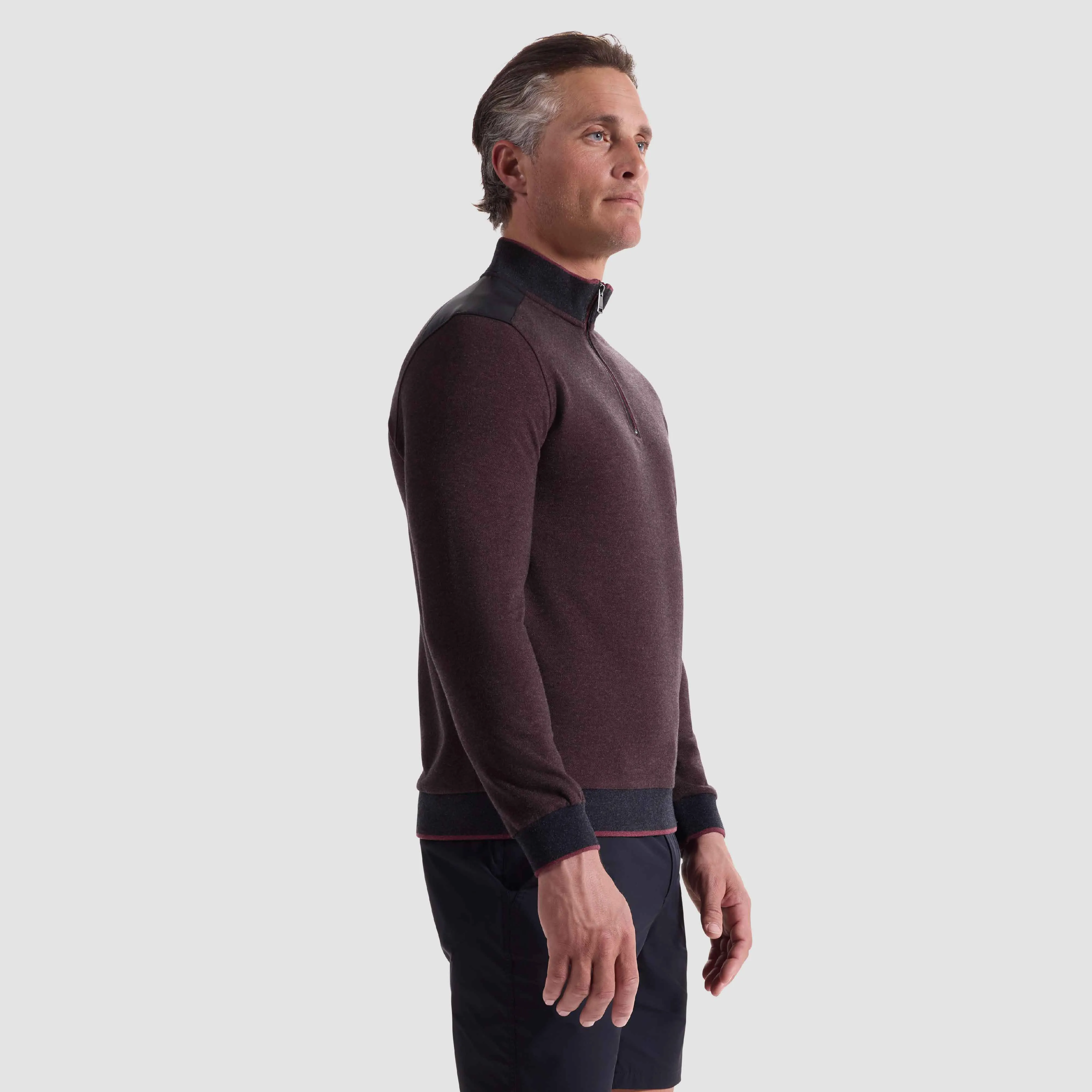 Diagonal Stripe Melange Quarter Zip sold by Bugatchi product image thumbnail 3