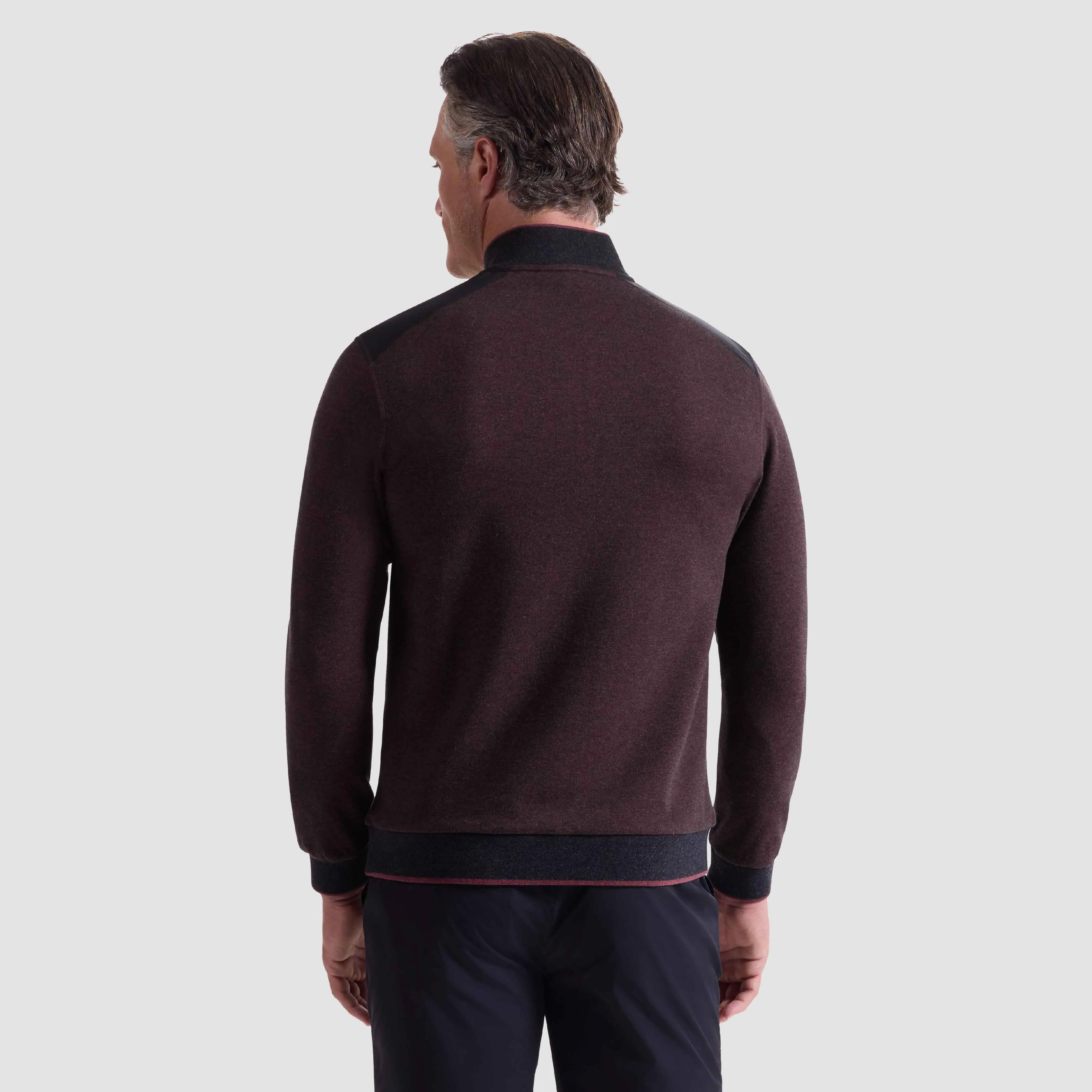 Diagonal Stripe Melange Quarter Zip sold by Bugatchi product image thumbnail 4