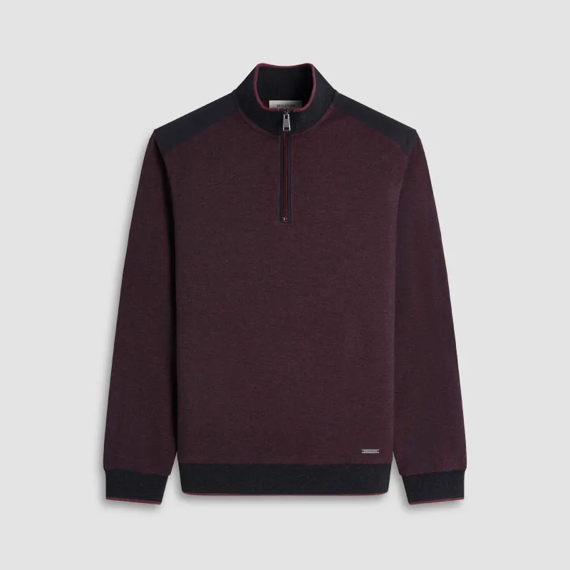 Diagonal Stripe Melange Quarter Zip sold by Bugatchi
