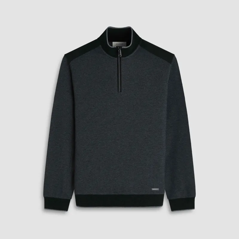 Diagonal Stripe Melange Quarter Zip sold by Bugatchi