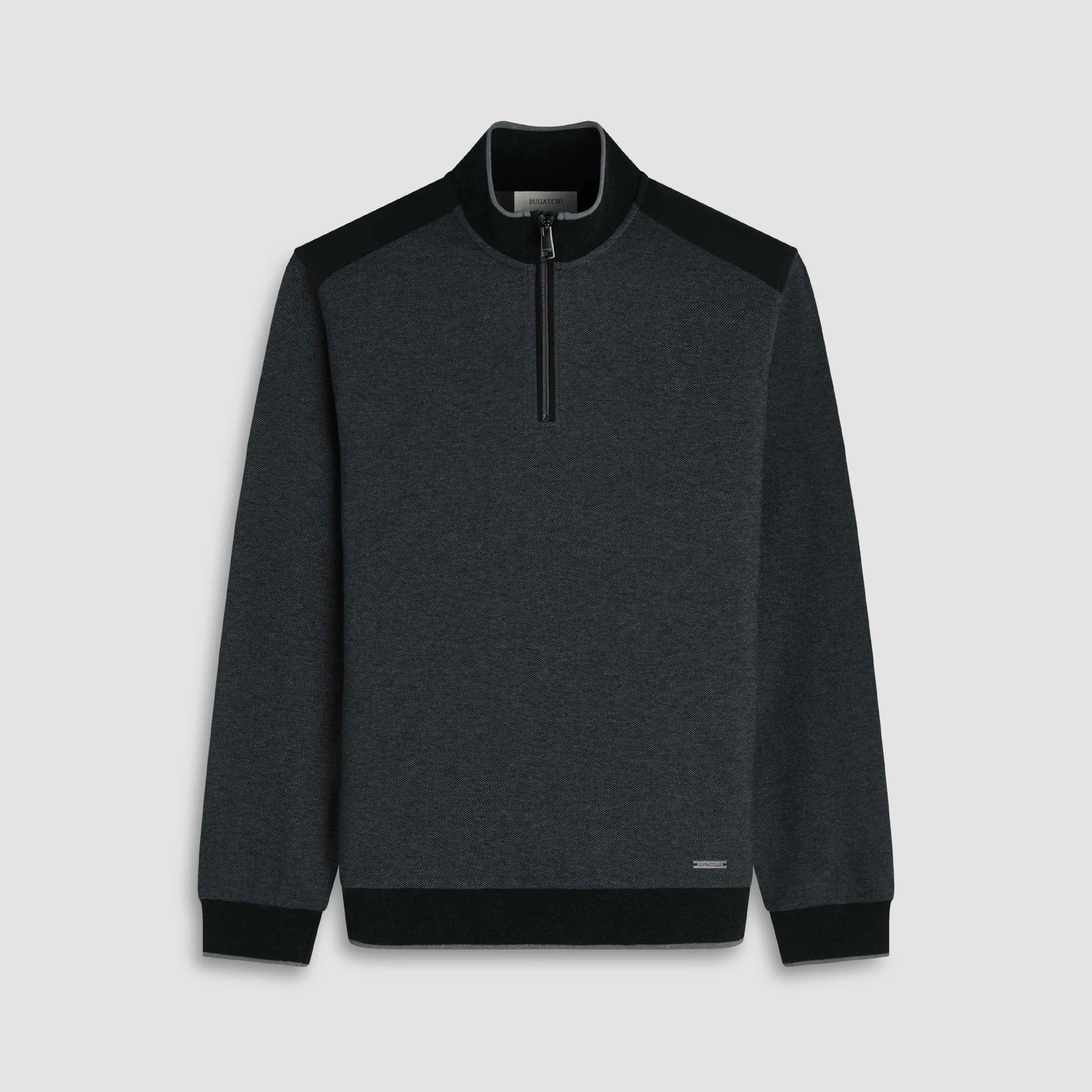 Diagonal Stripe Melange Quarter Zip sold by Bugatchi