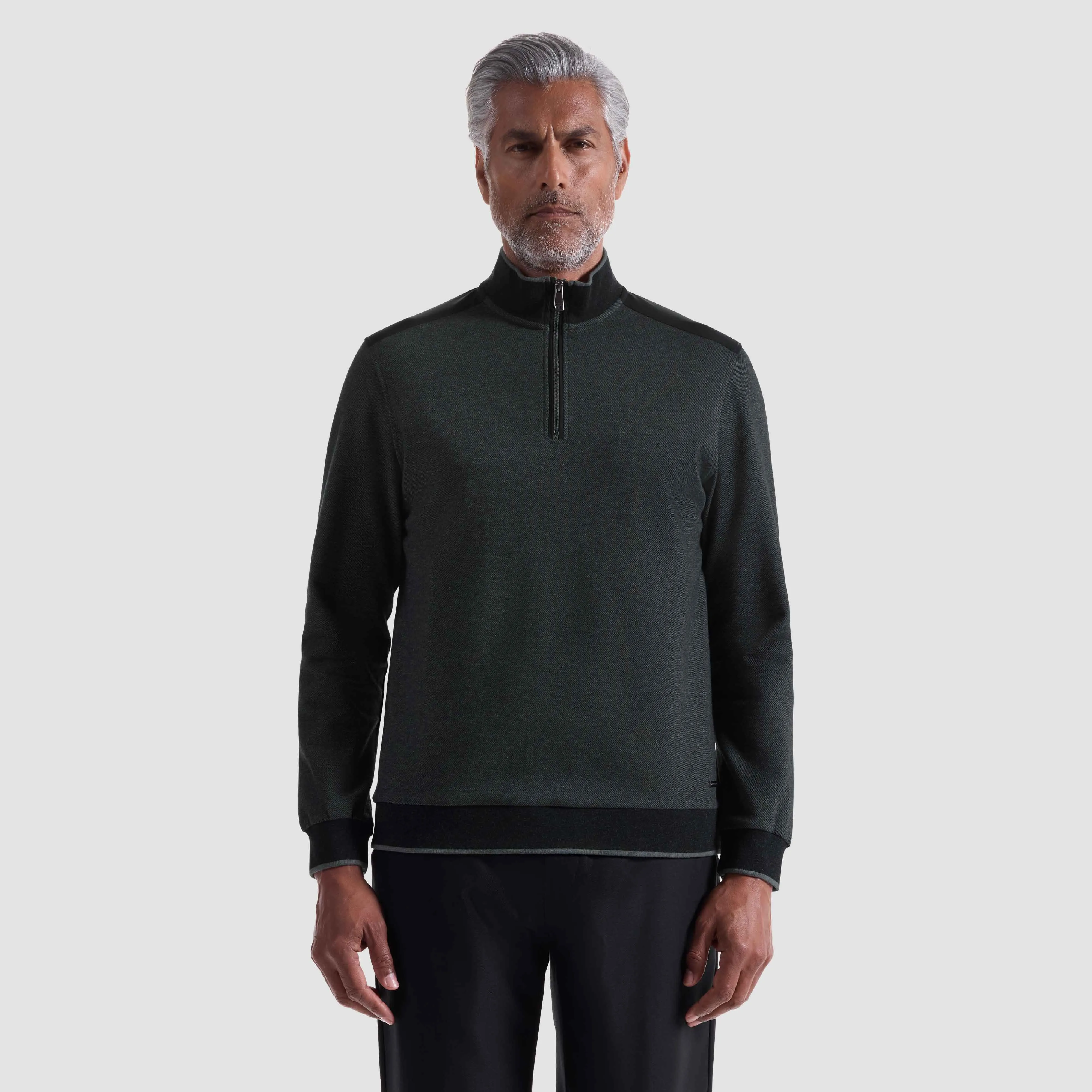 Diagonal Stripe Melange Quarter Zip sold by Bugatchi product image thumbnail 2