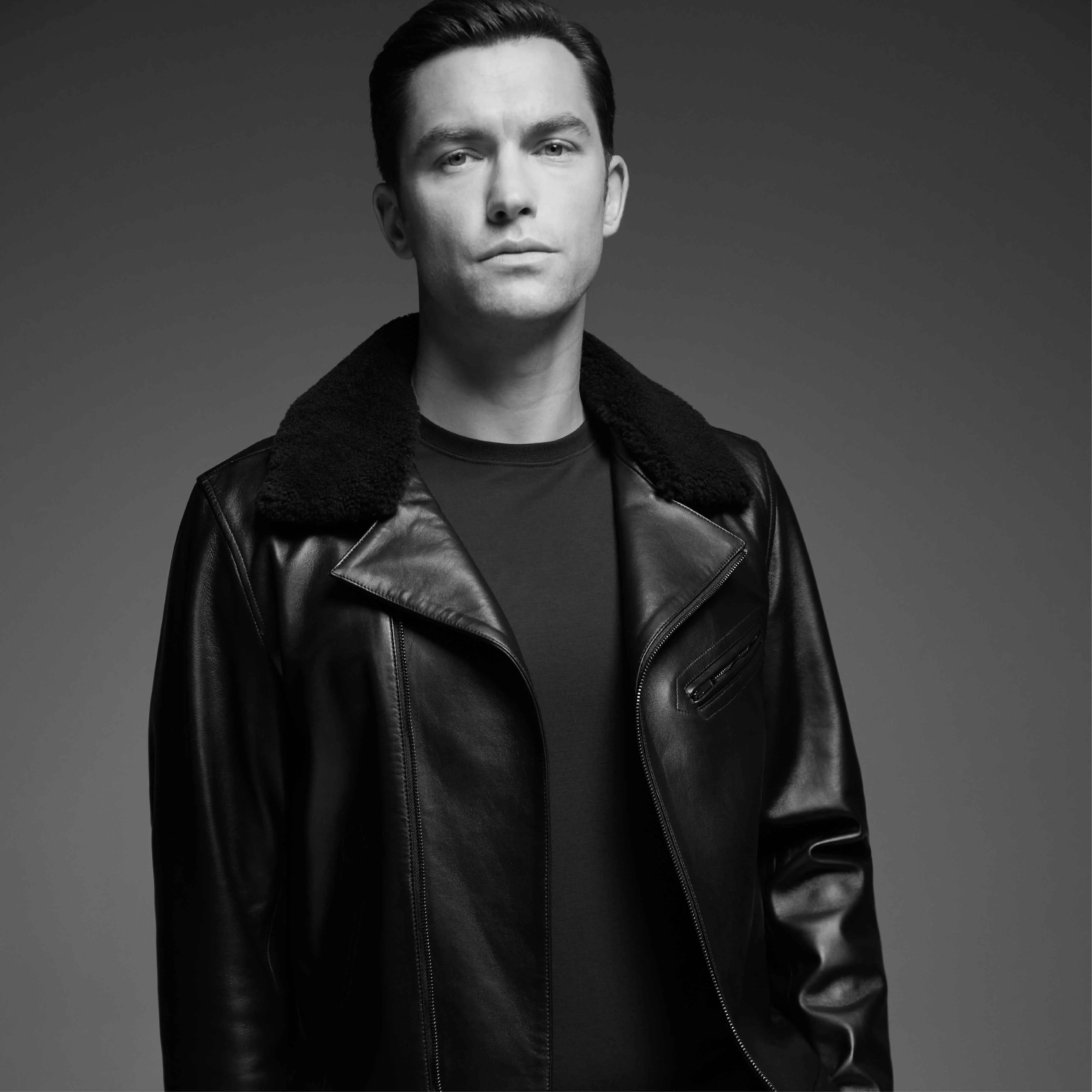 Leather Biker Jacket With Removable Shearling Collar sold by Bugatchi