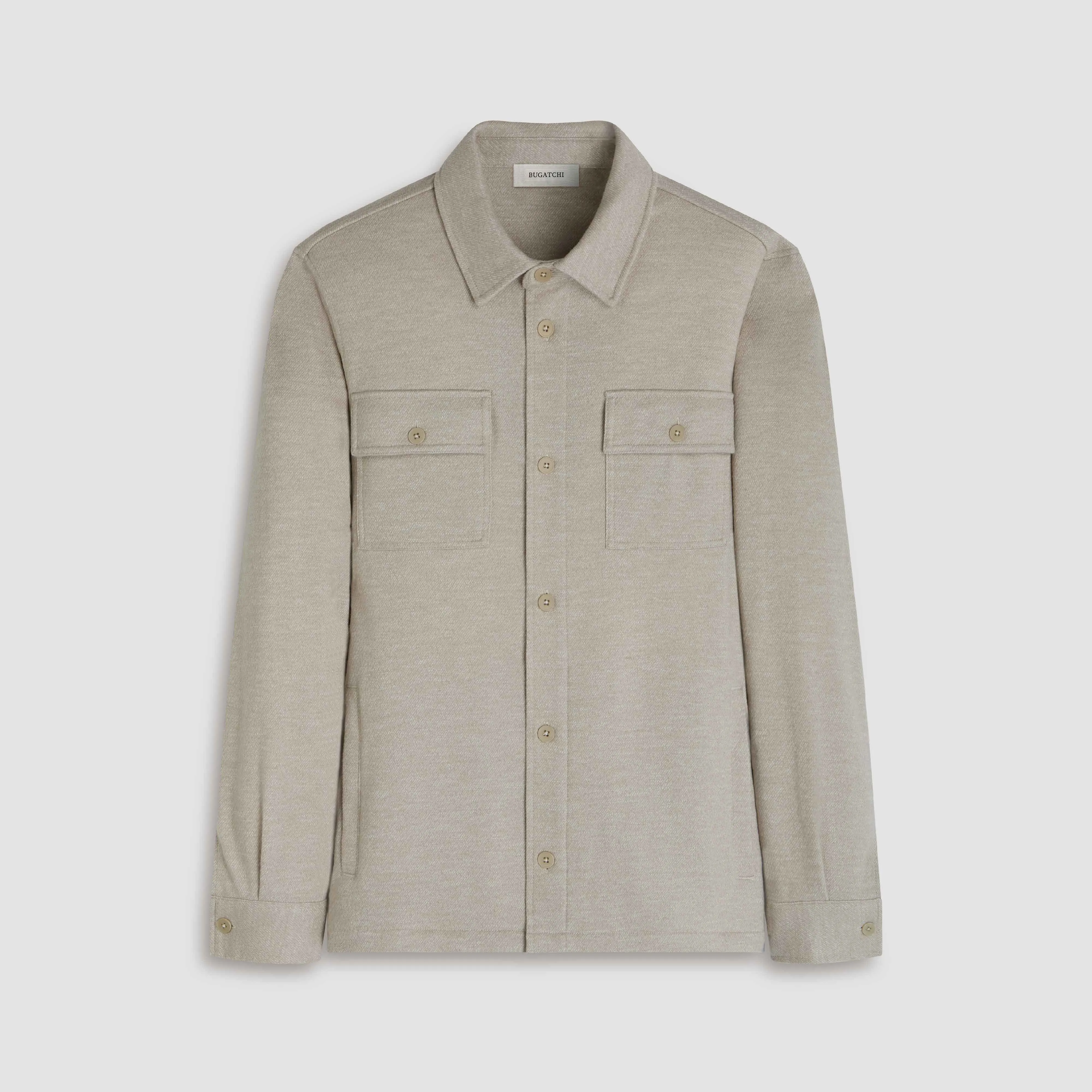 Twill-Effect Knit Overshirt sold by Bugatchi product image thumbnail 2