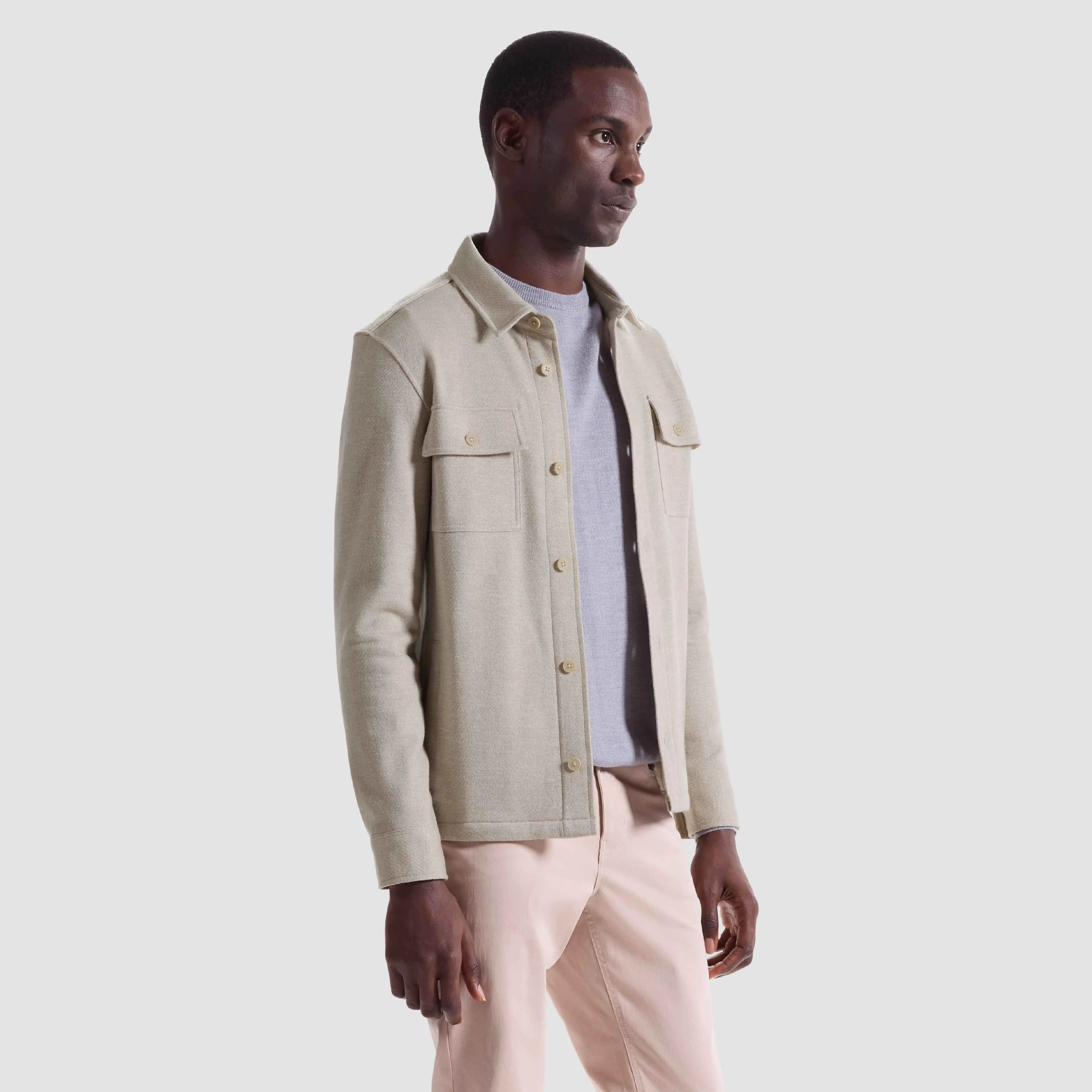 Twill-Effect Knit Overshirt sold by Bugatchi product image thumbnail 4