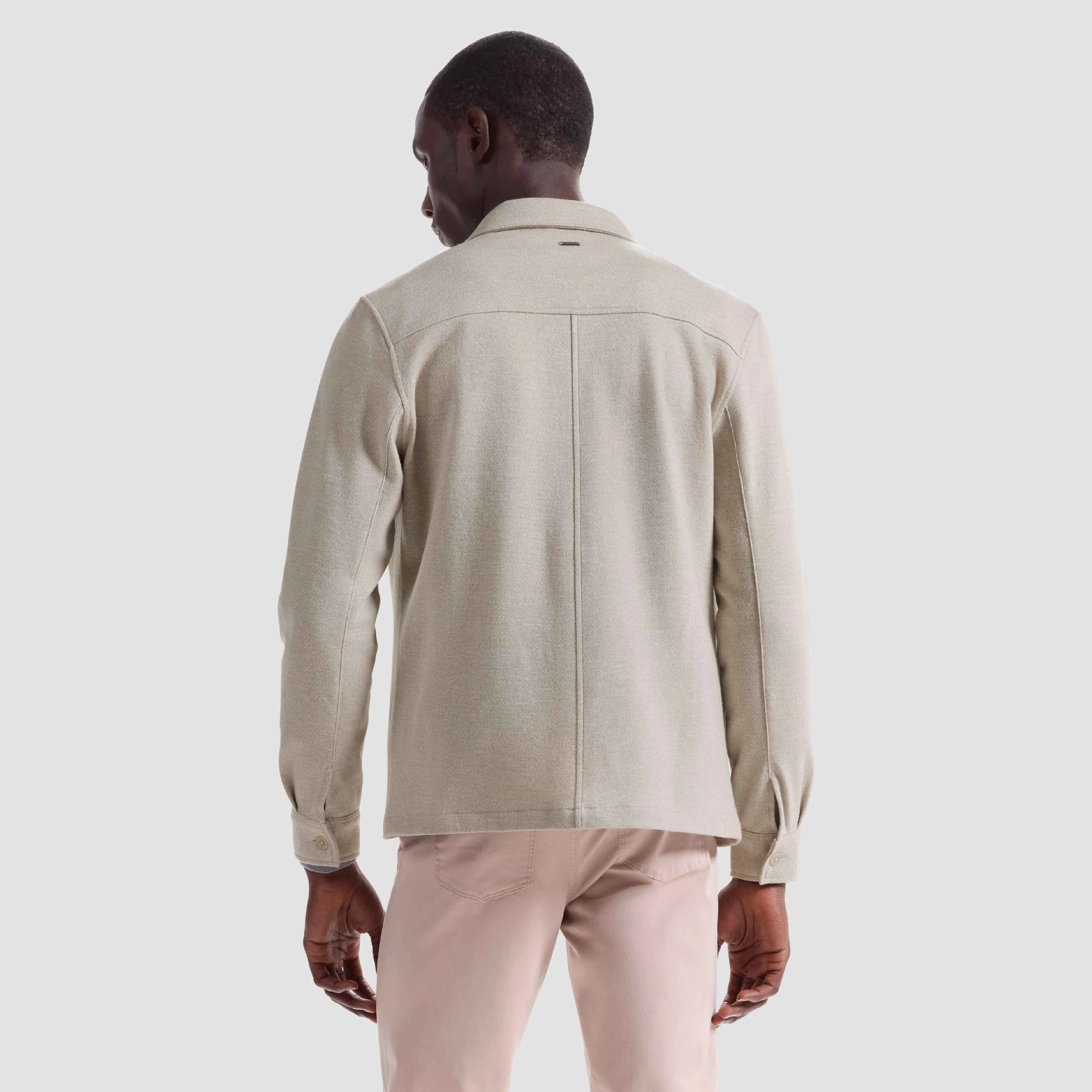 Twill-Effect Knit Overshirt sold by Bugatchi product image thumbnail 5