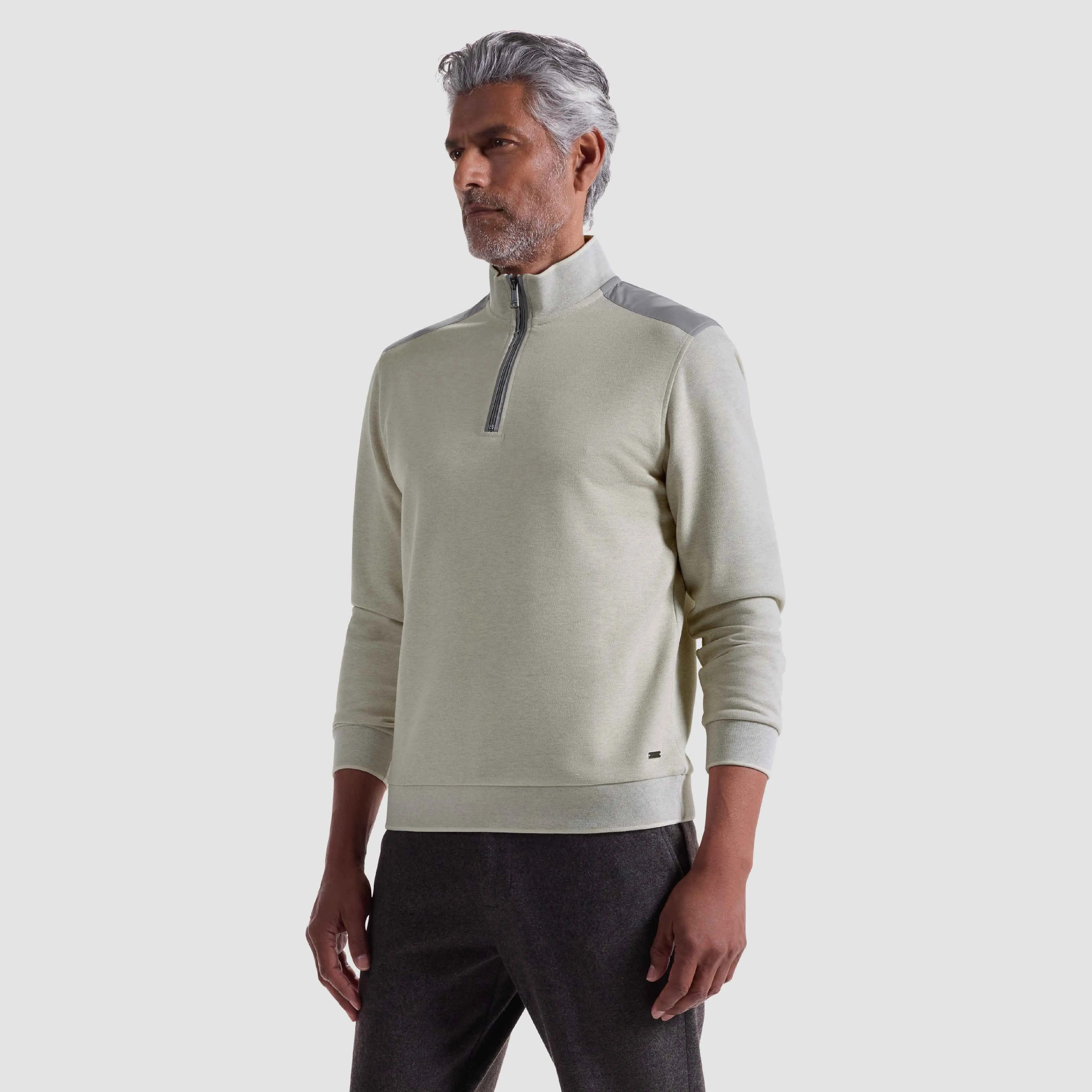 Diagonal Stripe Melange Quarter Zip sold by Bugatchi product image thumbnail 3