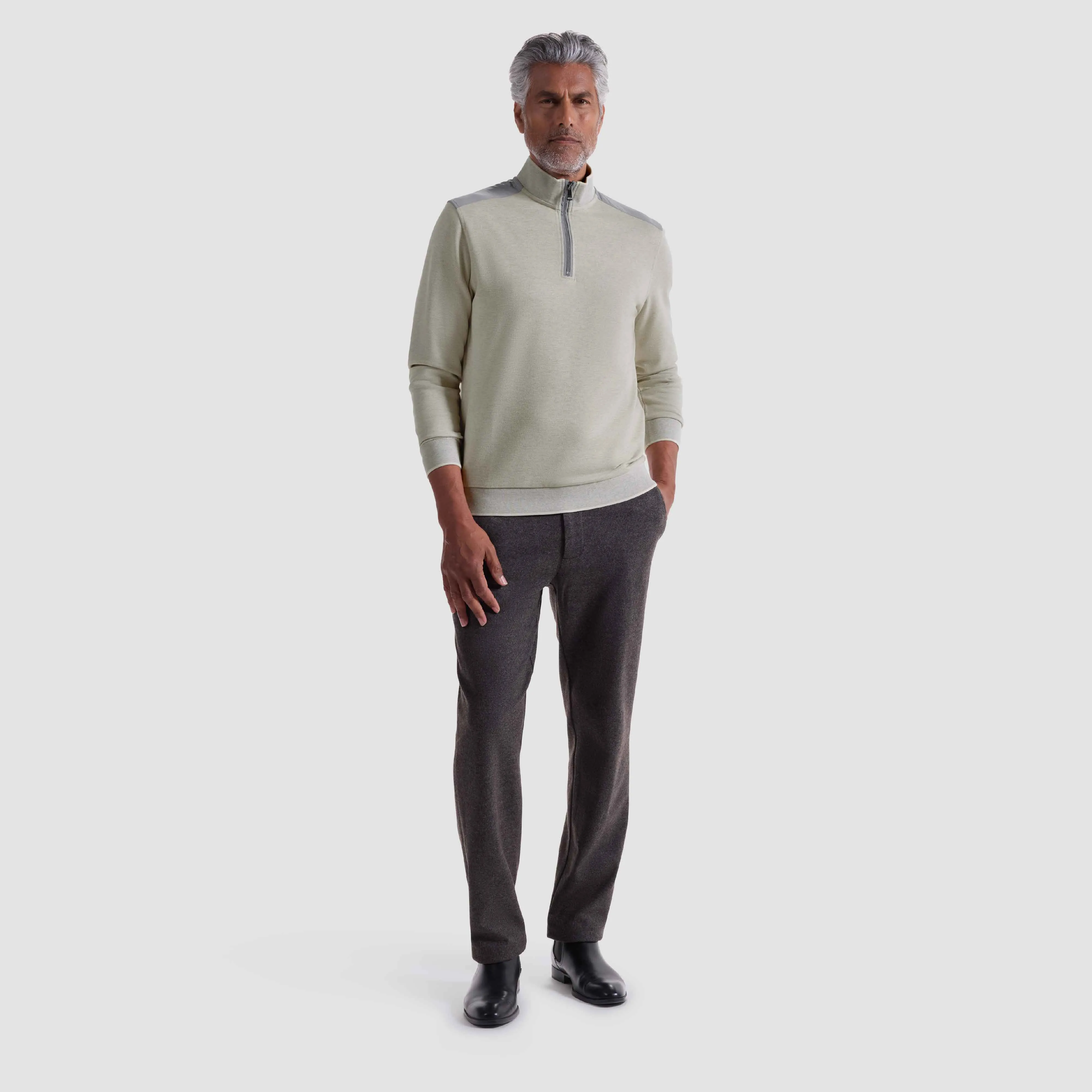 Diagonal Stripe Melange Quarter Zip sold by Bugatchi product image thumbnail 5