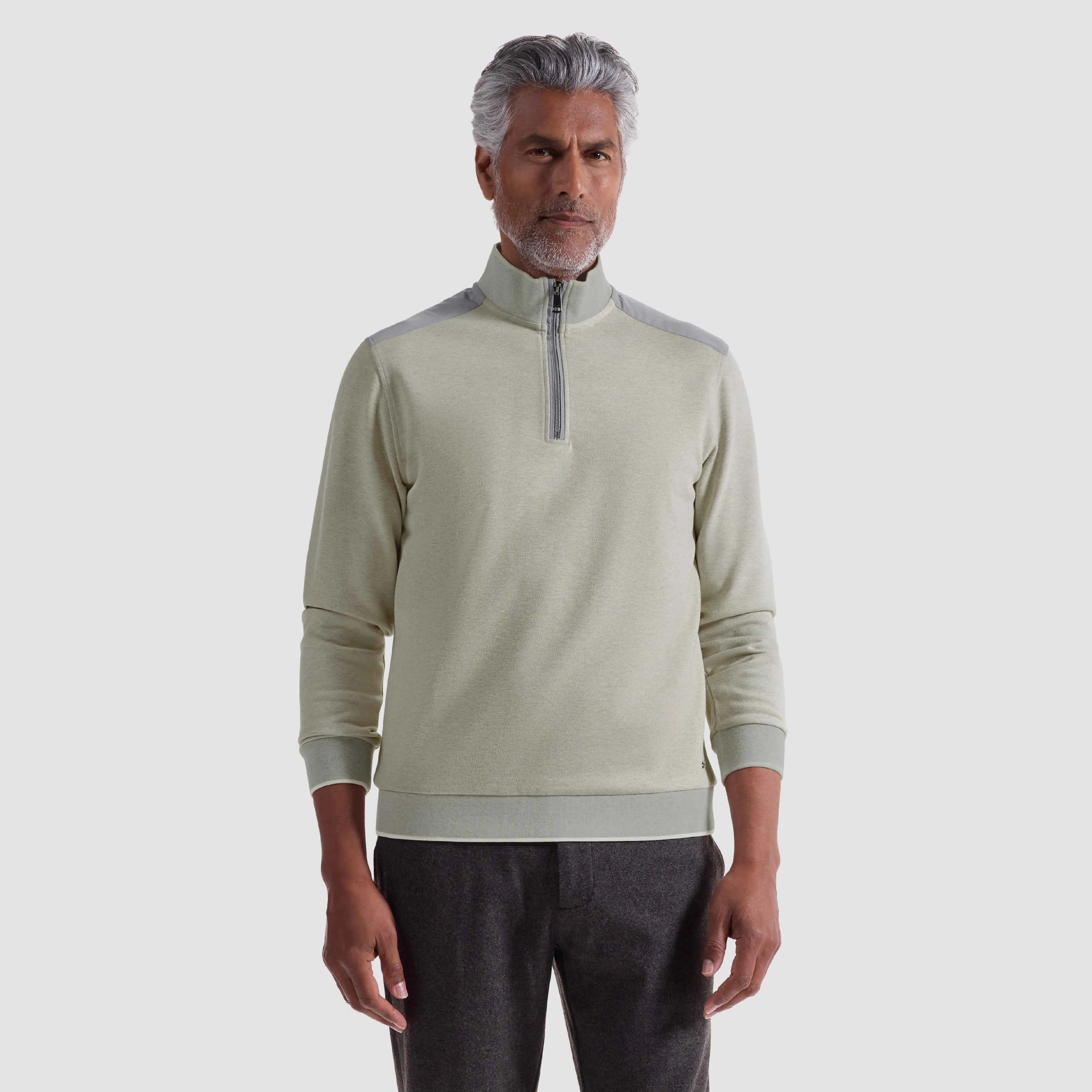 Diagonal Stripe Melange Quarter Zip sold by Bugatchi product image thumbnail 2