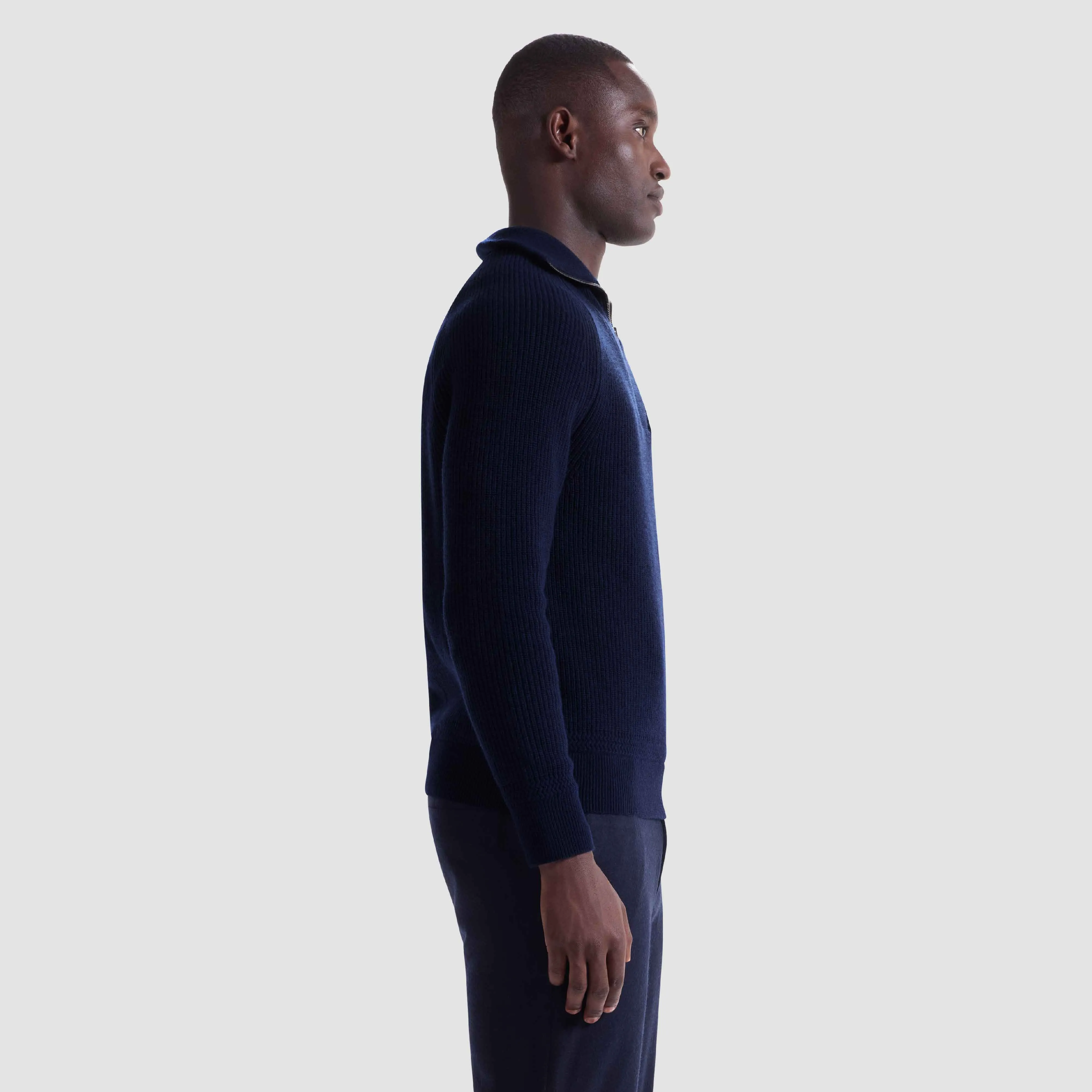 Fisherman's Rib Quarter Zip Mock Neck Sweater sold by Bugatchi product image thumbnail 3