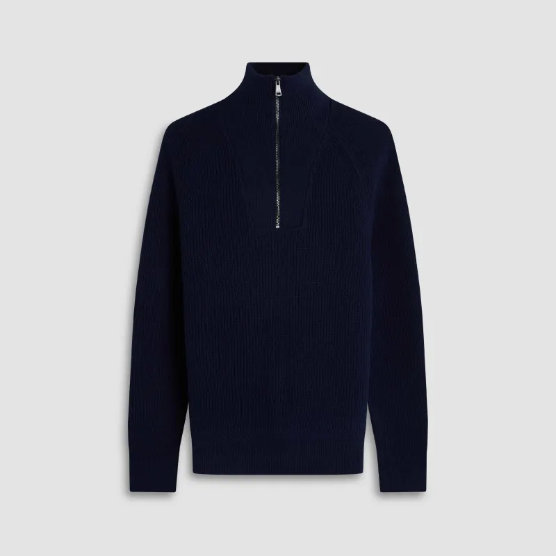 Fisherman's Rib Quarter Zip Mock Neck Sweater sold by Bugatchi