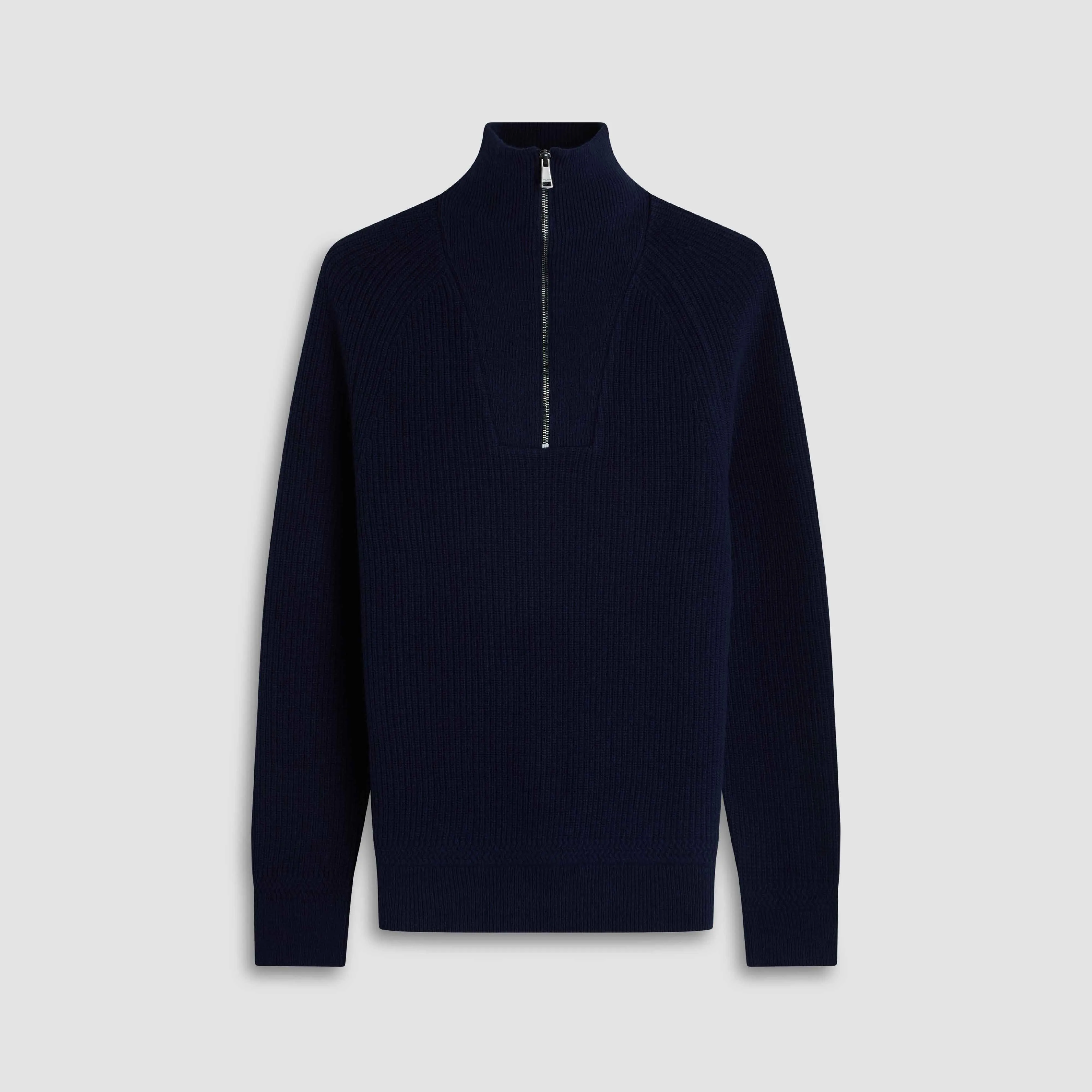 Fisherman's Rib Quarter Zip Mock Neck Sweater sold by Bugatchi