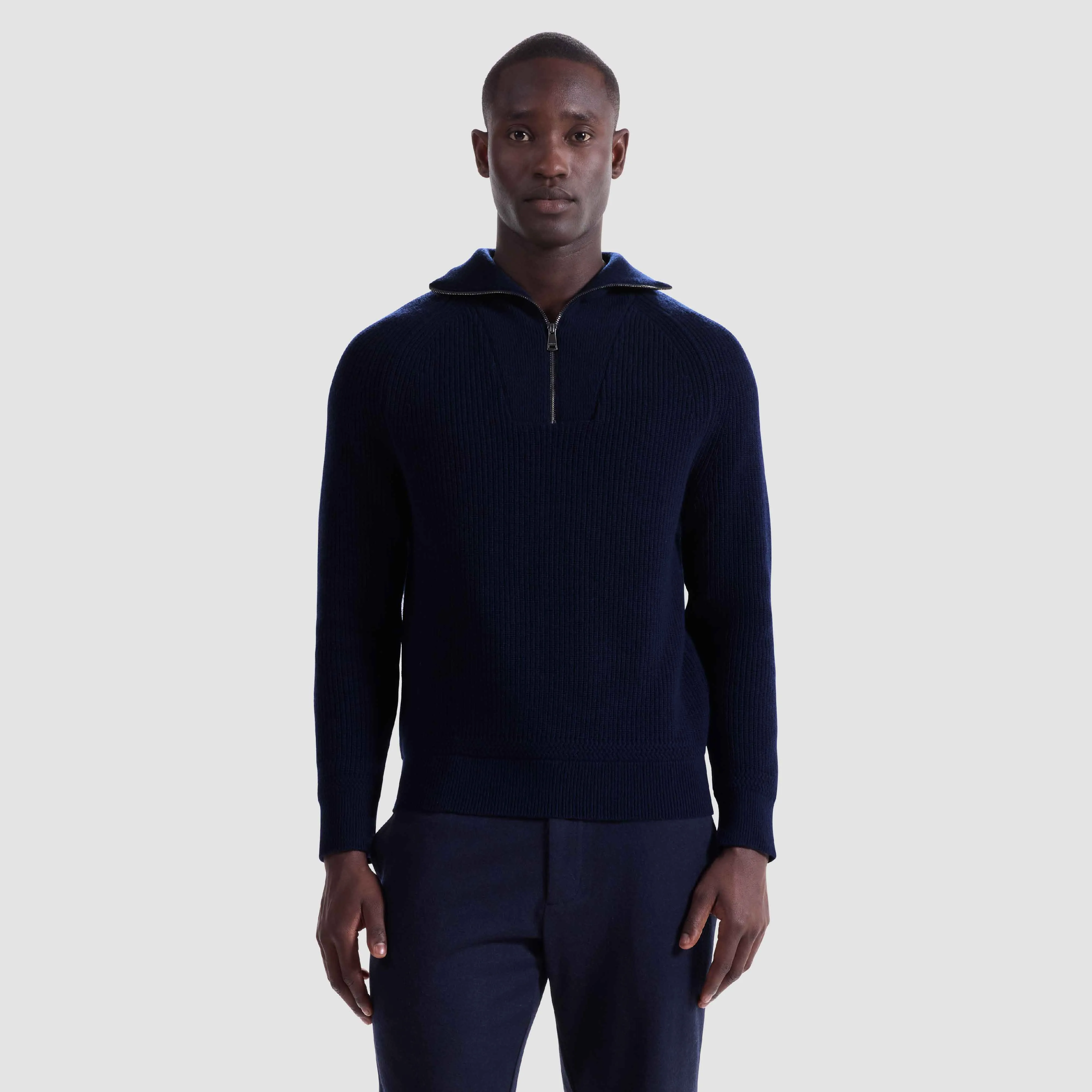 Fisherman's Rib Quarter Zip Mock Neck Sweater sold by Bugatchi product image thumbnail 2