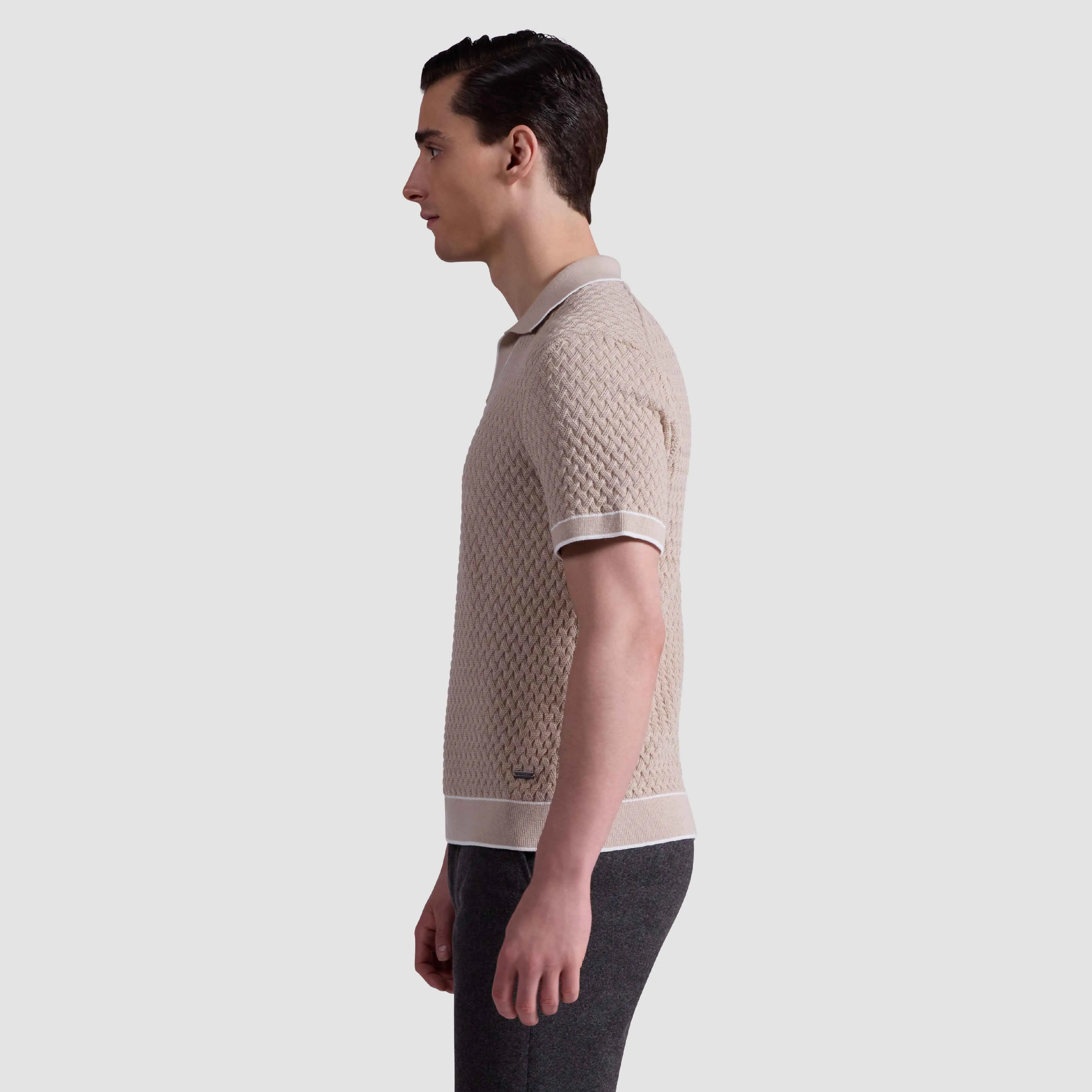 Diamond Cable Polo Sweater sold by Bugatchi product image thumbnail 3