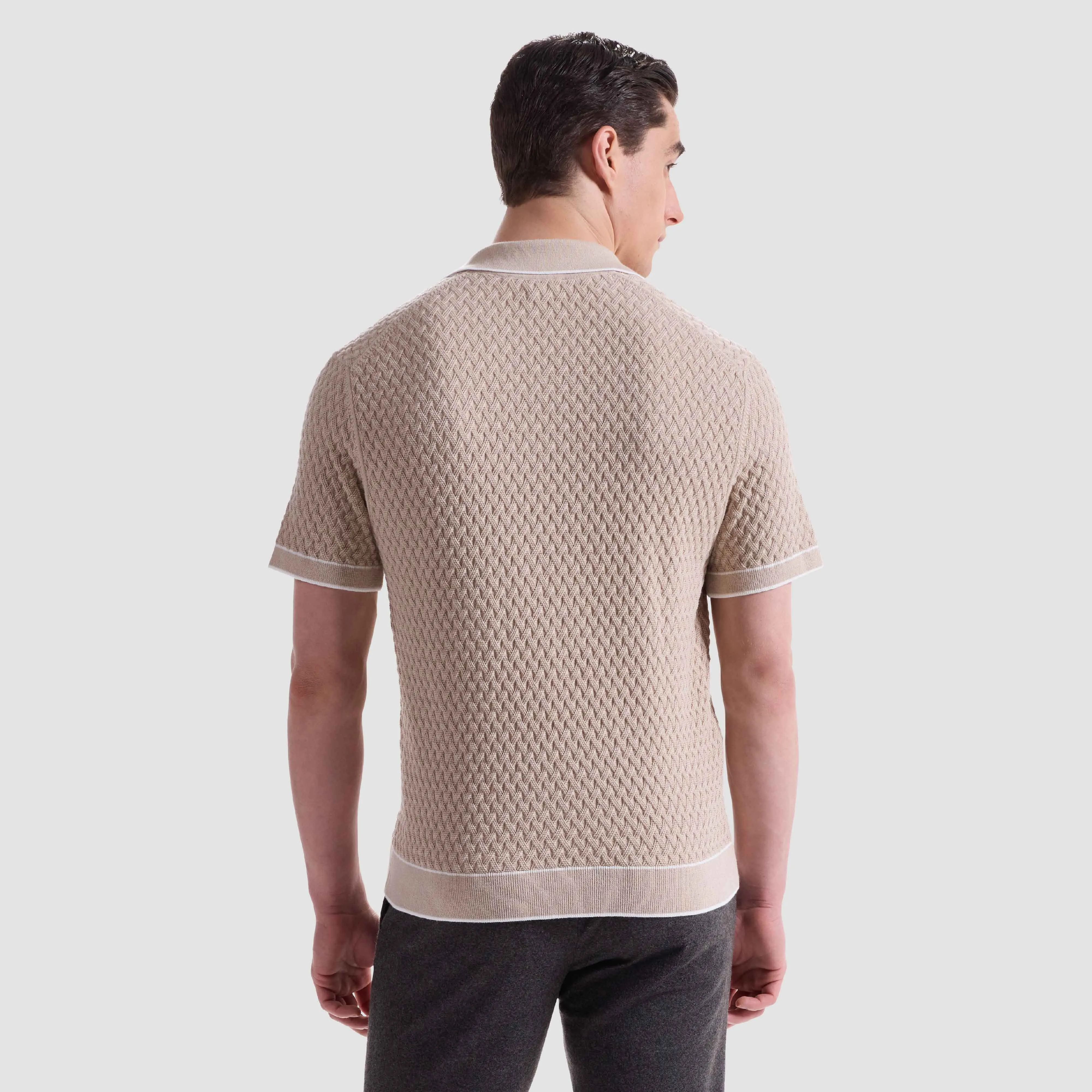 Diamond Cable Polo Sweater sold by Bugatchi product image thumbnail 4