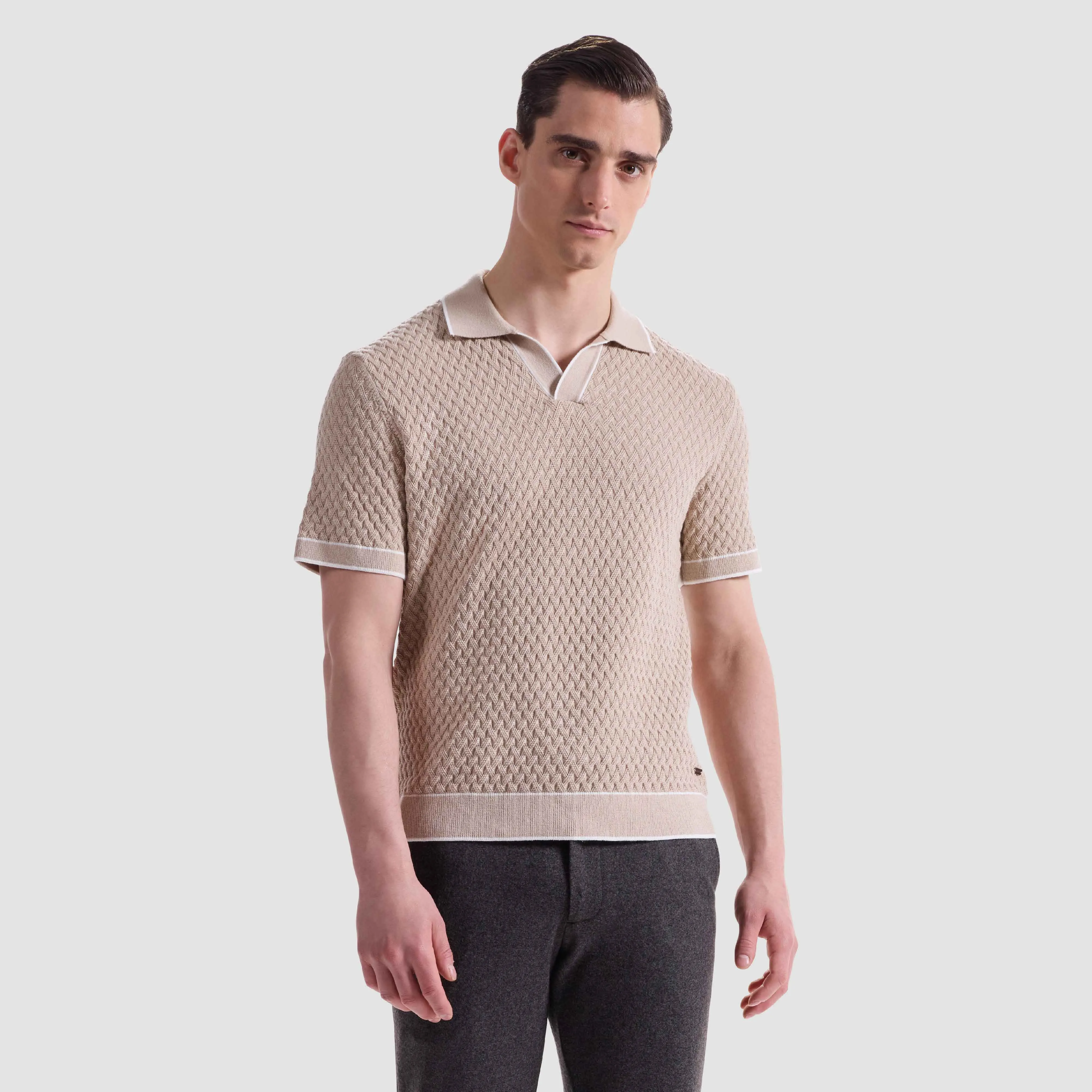 Diamond Cable Polo Sweater sold by Bugatchi product image thumbnail 2