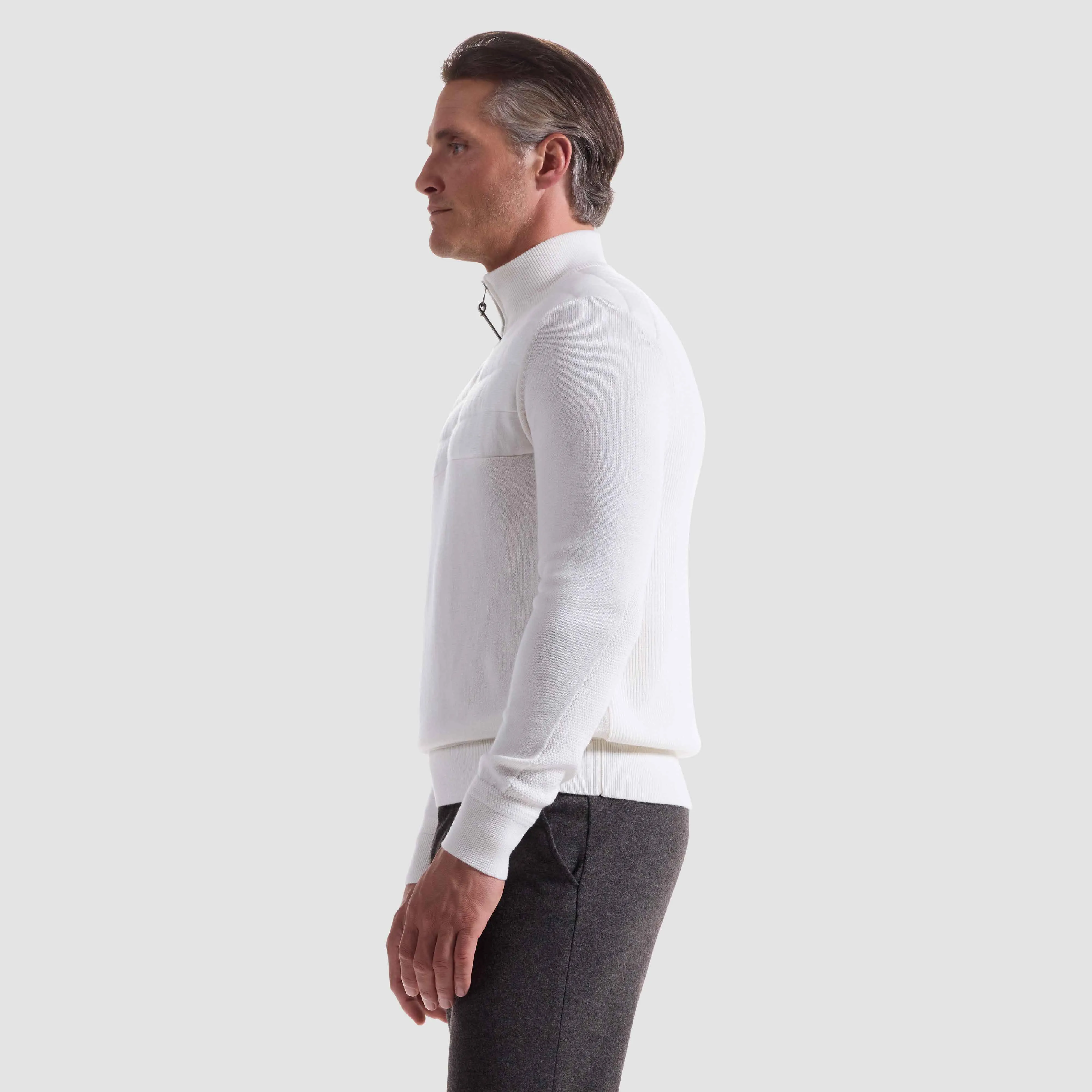 Melange Quarter Zip Mock Neck Sweater sold by Bugatchi product image thumbnail 4