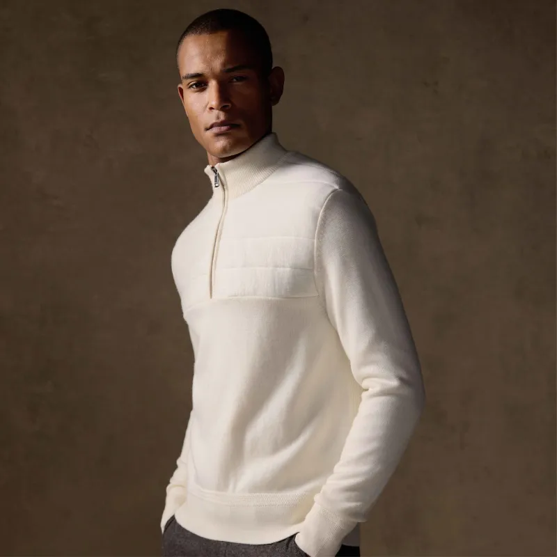 Melange Quarter Zip Mock Neck Sweater sold by Bugatchi