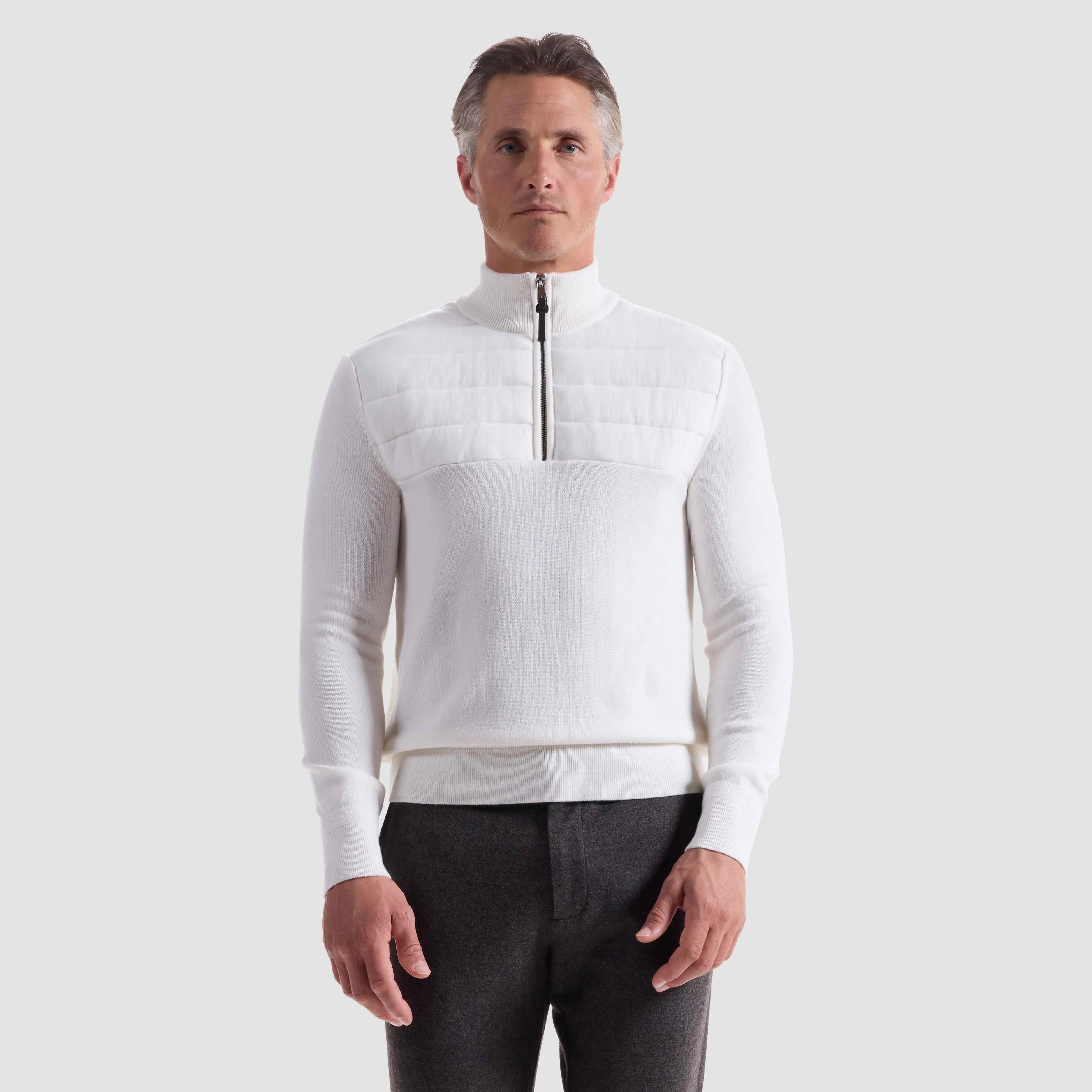 Melange Quarter Zip Mock Neck Sweater sold by Bugatchi product image thumbnail 3