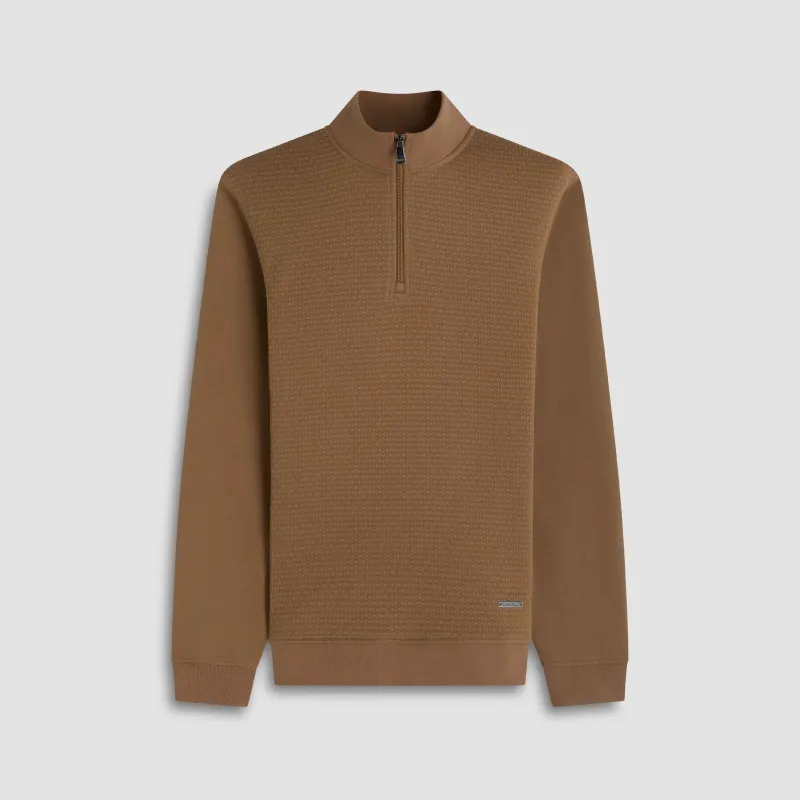Basketweave Performance Quarter Zip sold by Bugatchi