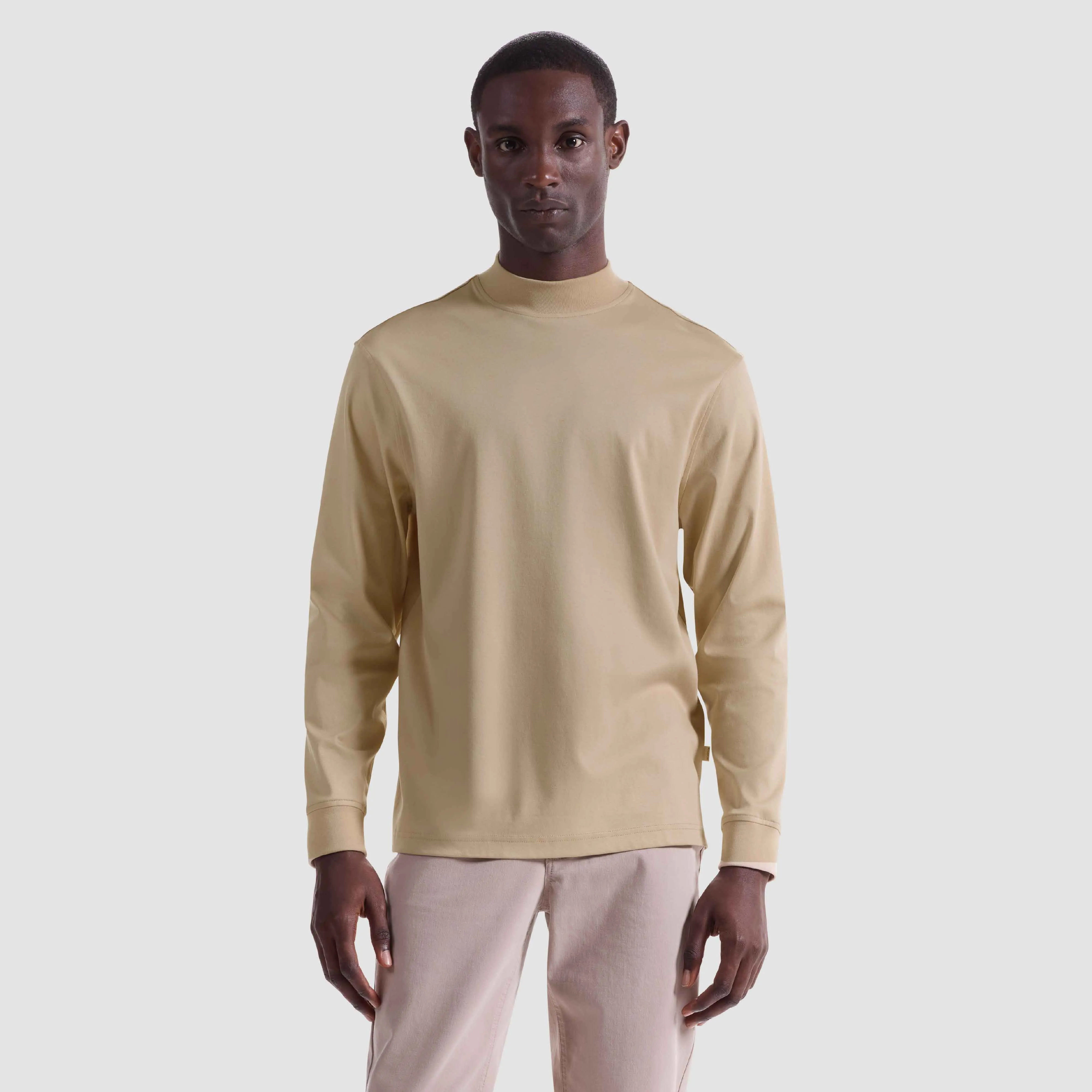 Solid Mock Neck Long Sleeve Tee sold by Bugatchi product image thumbnail 2