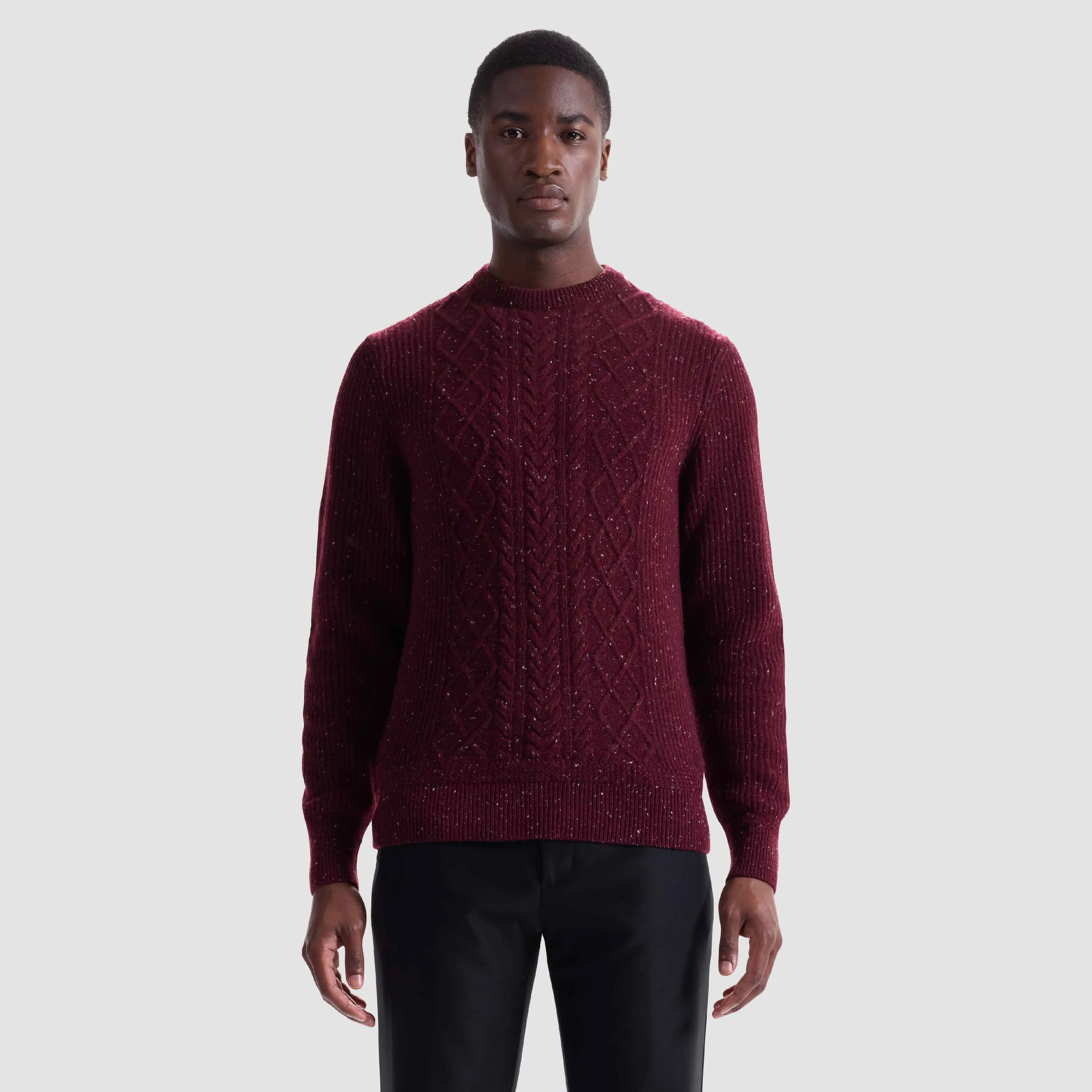 Cable Diamond Stitch Crewneck Sweater sold by Bugatchi product image thumbnail 3