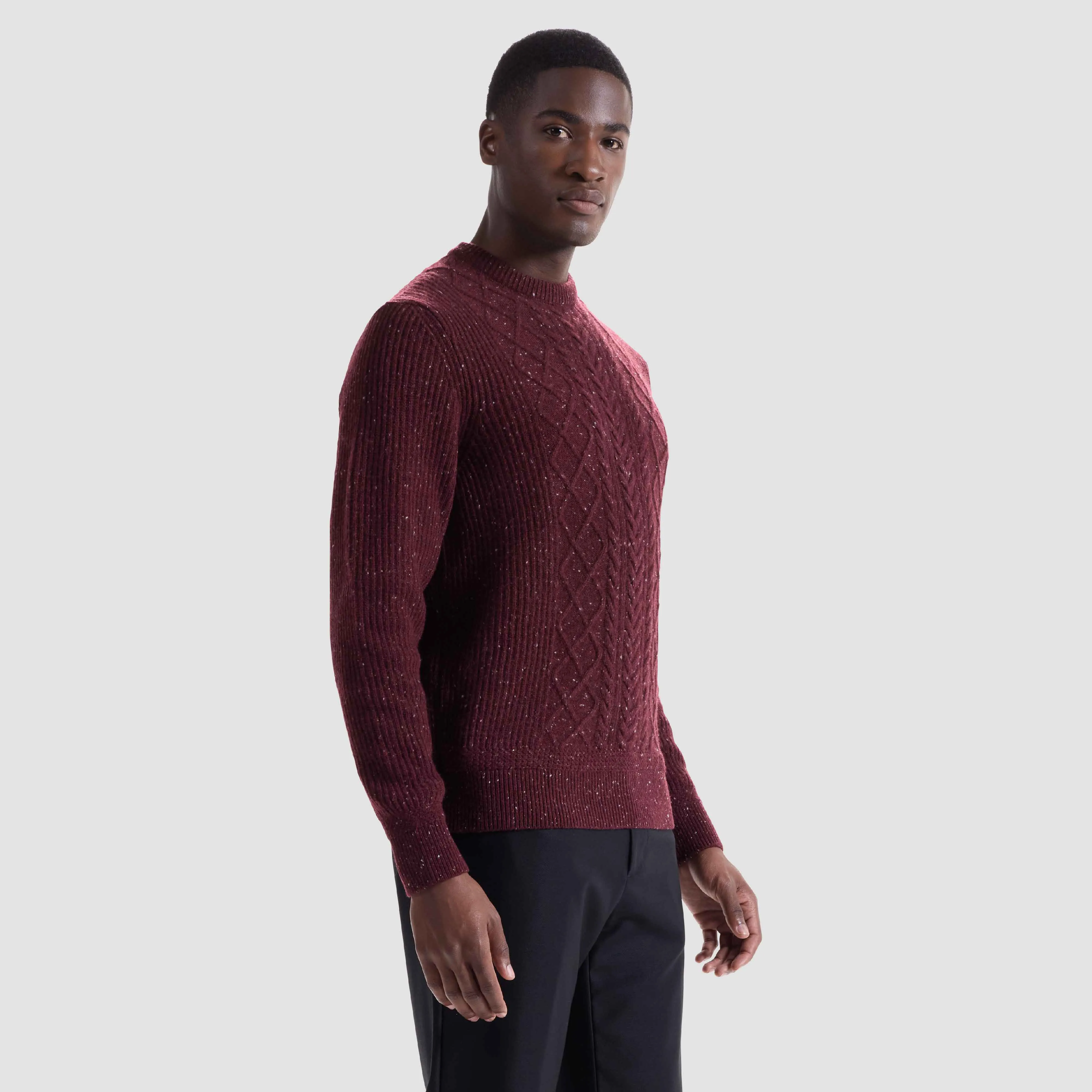 Cable Diamond Stitch Crewneck Sweater sold by Bugatchi product image thumbnail 4