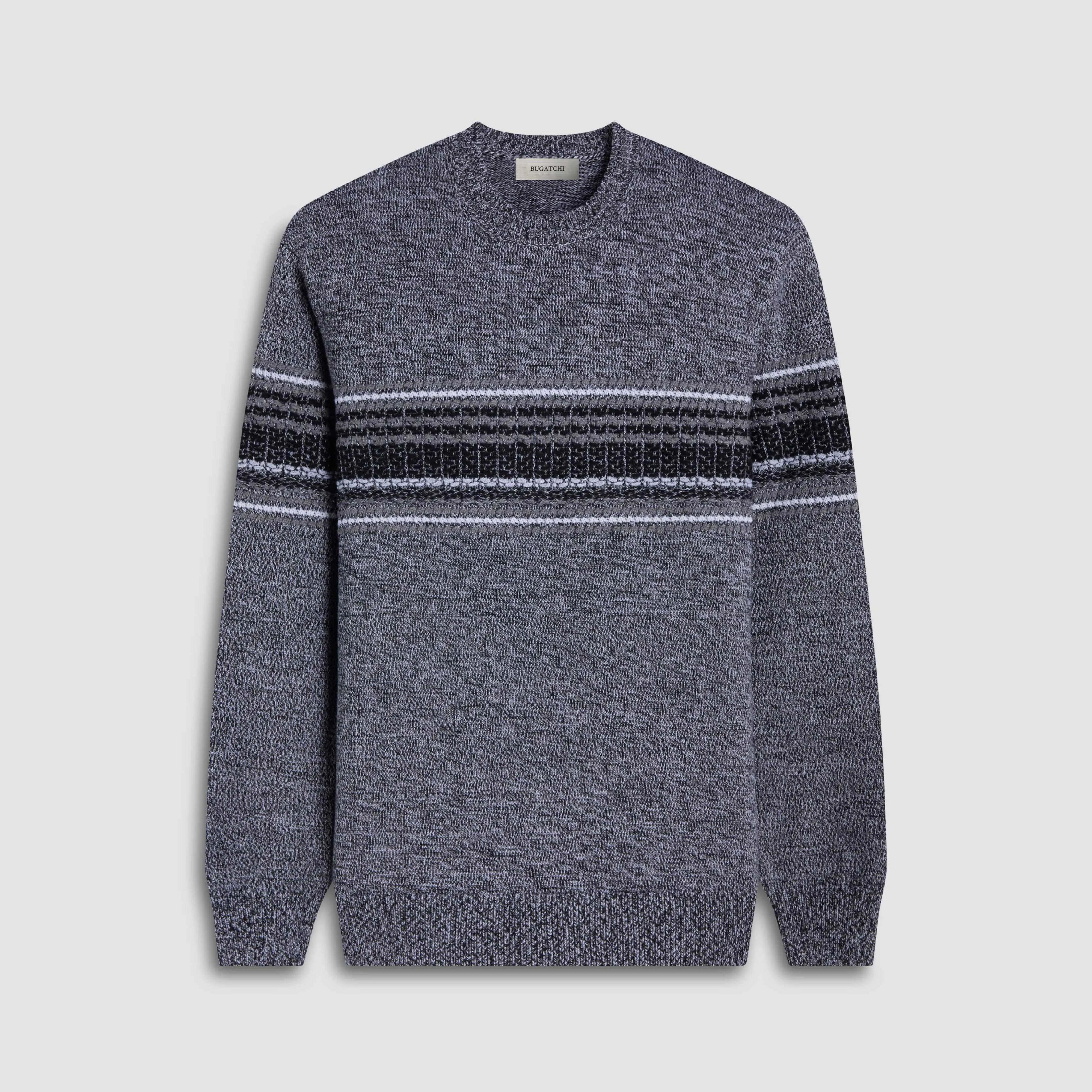 Mixed Media Front Crewneck Sweater sold by Bugatchi