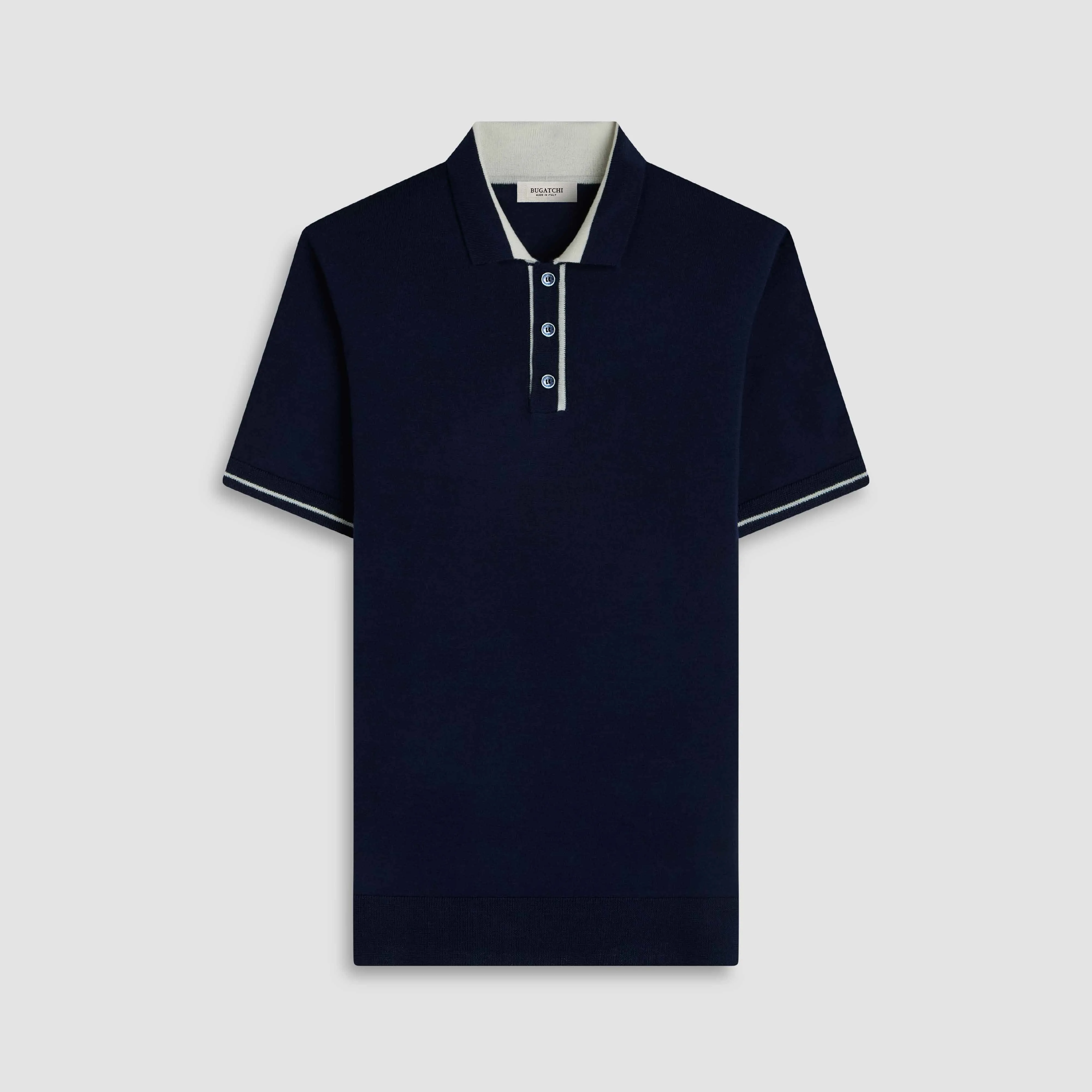 Solid Rib Merino-Silk Polo Sweater sold by Bugatchi