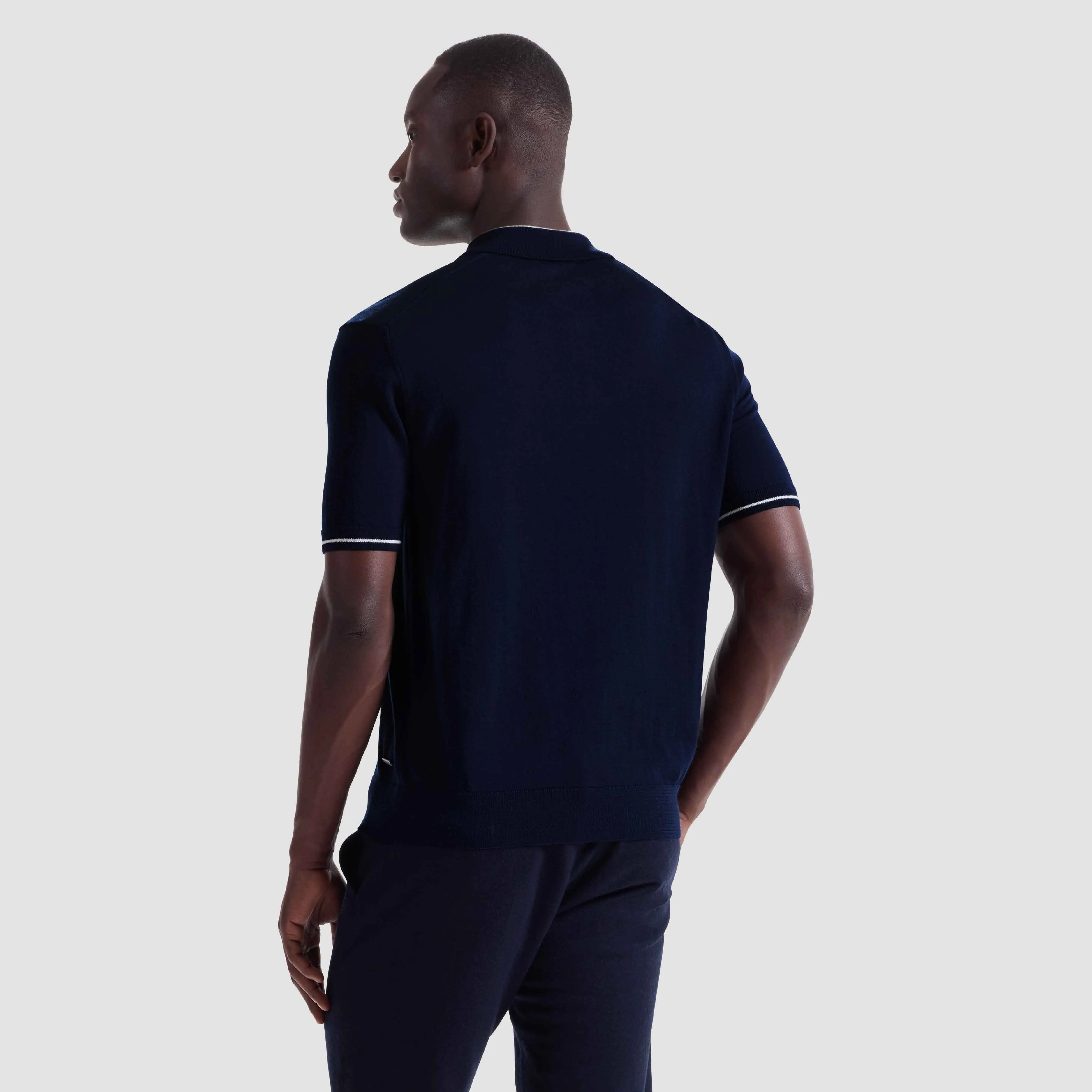 Solid Rib Merino-Silk Polo Sweater sold by Bugatchi product image thumbnail 4