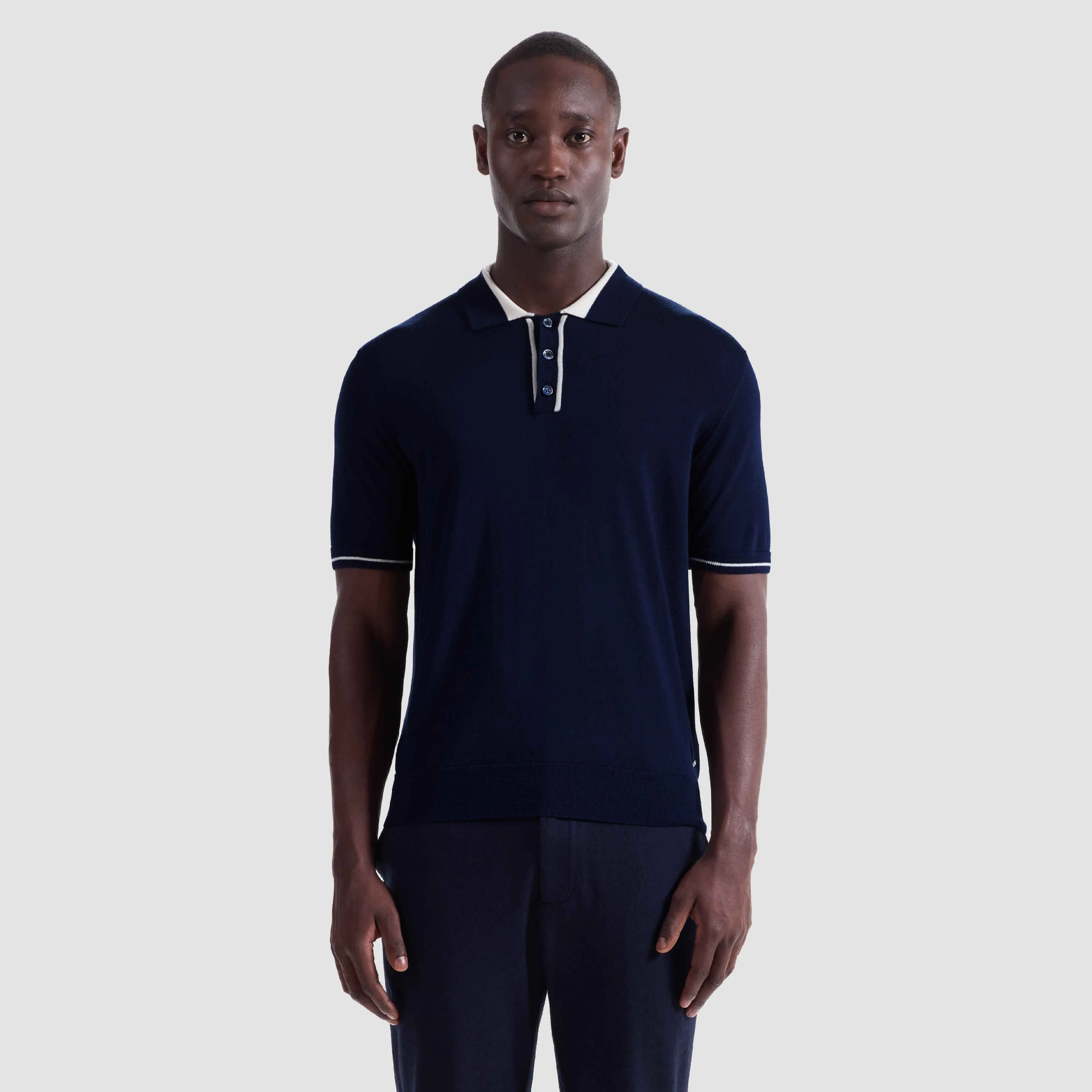 Solid Rib Merino-Silk Polo Sweater sold by Bugatchi product image thumbnail 2