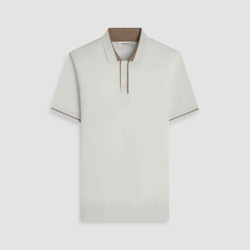 Solid Rib Merino-Silk Polo Sweater sold by Bugatchi